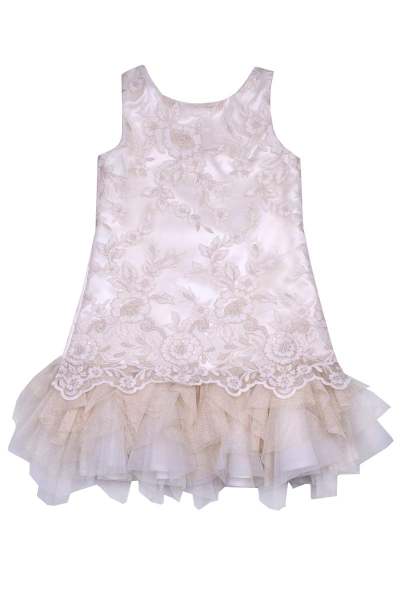 Elegant Biscotti Ivory Floral Lace Dress for Women | Summer Wedding Guest Dress | Garden Party & Bridesmaid Outfit