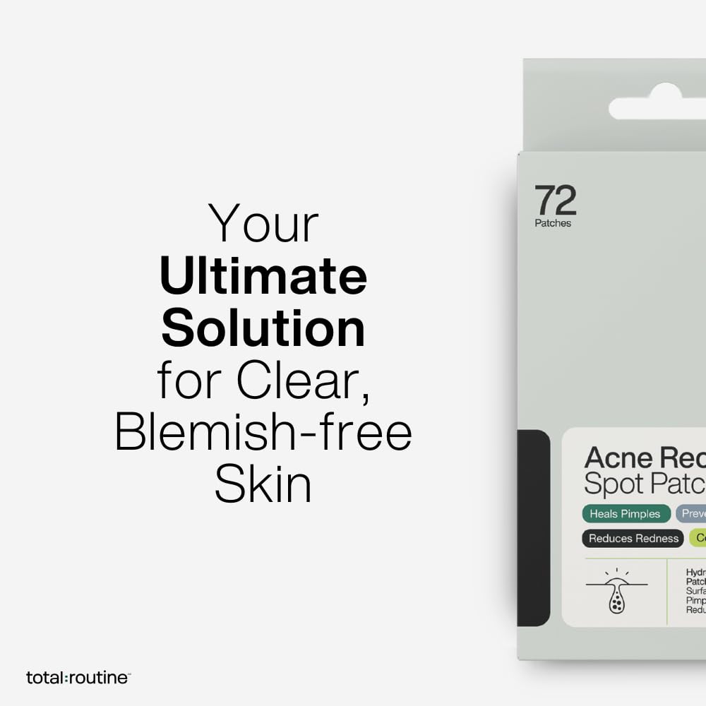 TOTAL ROUTINE Acne Recovery Patch - 72 Count Hydrocolloid Pimple Patches for Overnight Acne Treatment | Waterproof, Invisible Spot Cover for Active Breakouts | Reduces Pimples, Excess Oil & Blemishes | Perfect for Face, Back & Body Care Routine
