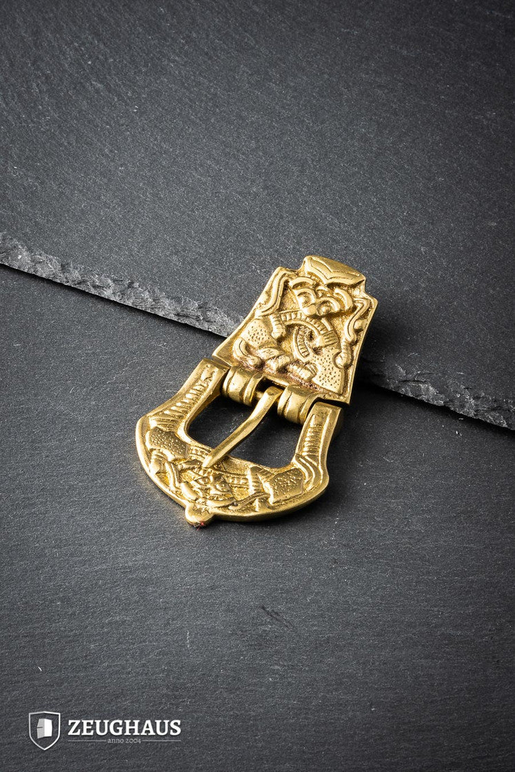 Viking Age Brass Belt Buckle - Authentic Early Middle Ages Strap Fitting for 30mm Belts - Perfect for LARP, Reenactment & Historical Costumes