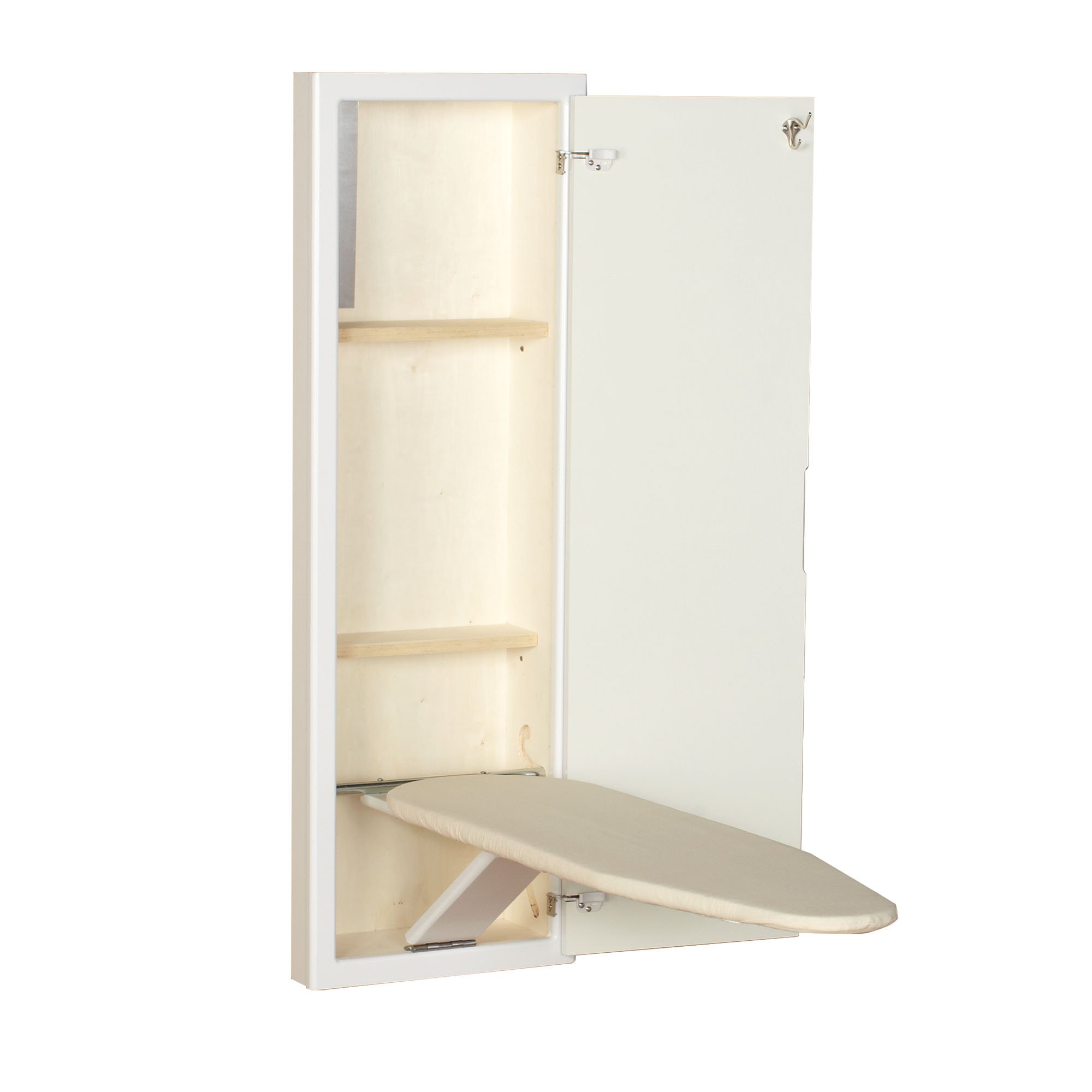 Wall-Mounted Ironing Cabinet with Storage - White for Home Laundry