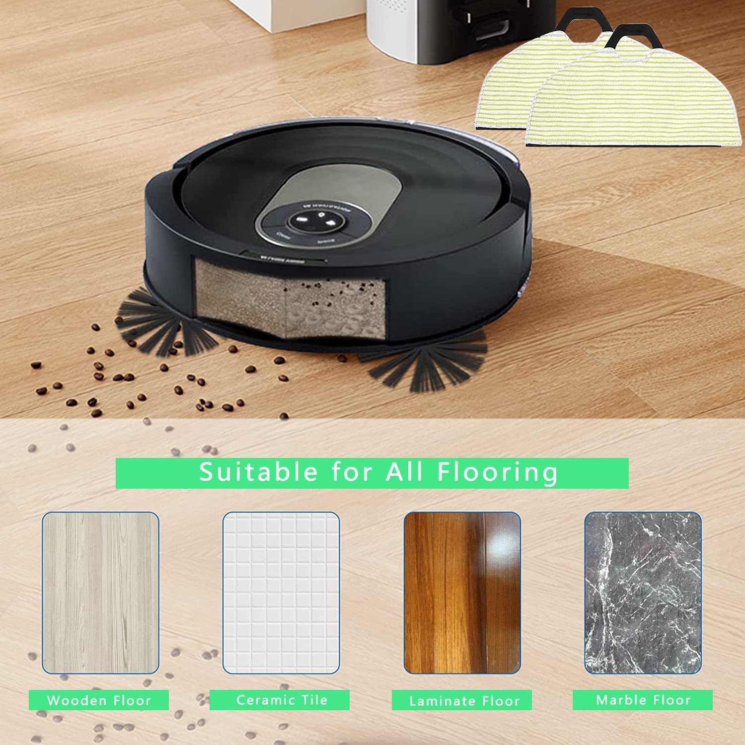 KVLZ Washable Reusable Microfiber Replacement Pads for Shark AV2610WA RV2610WA RV2620WD RV2401WD RV2610WFUS AI Ultra 2-in-1 Robot Vacuum Mop - Soft Cleaning Pads for Hardwood Floors, Tile & Carpets - Perfect for Pet Hair, Dust & Daily Cleaning