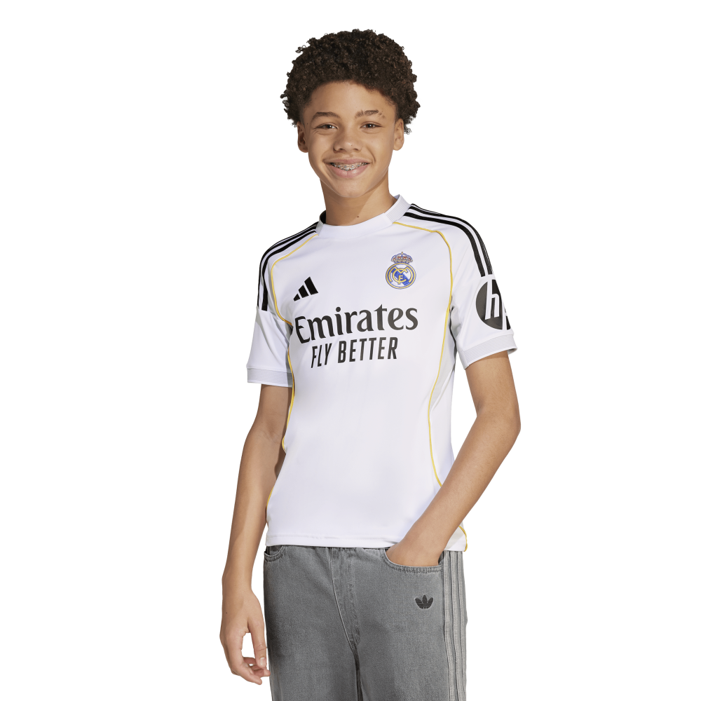 Official Real Madrid Youth Home Jersey 2025-2026 Season - Authentic Football Kit for Kids & Teens - Perfect for Matches, Training & Fan Support