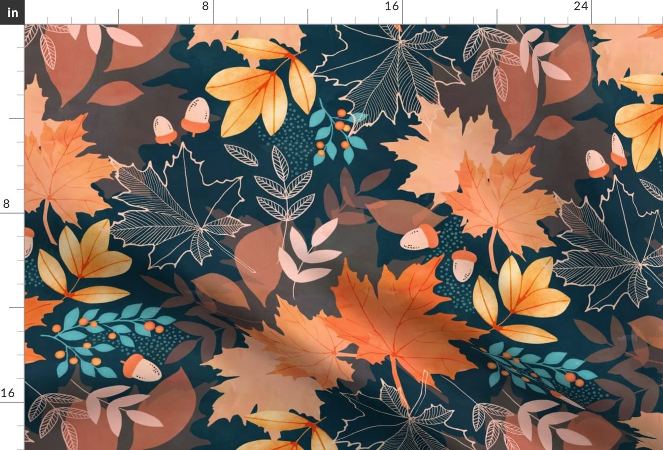 Earthy Autumn Leaves Printed Minky Fabric Fat Quarter - Soft Plush Fabric for Sewing Baby Blankets & Quilt Backing - DIY Craft Projects, Nursery Decor, Cozy Home Textiles