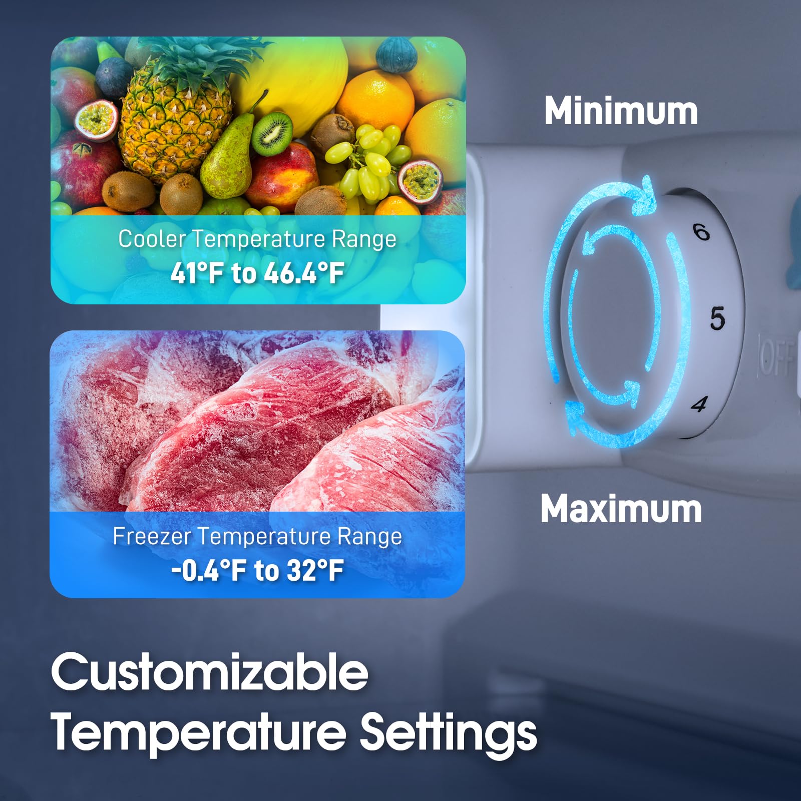 4.1 Cu.Ft Compact Refrigerator with Bottom Freezer & Storage Drawer - 2 Door Mini Fridge with 7 Adjustable Temperature Settings, Large Capacity Silver Design - Perfect for Bedroom, Dorm, Office, Apartment, Kitchenette & Small Spaces