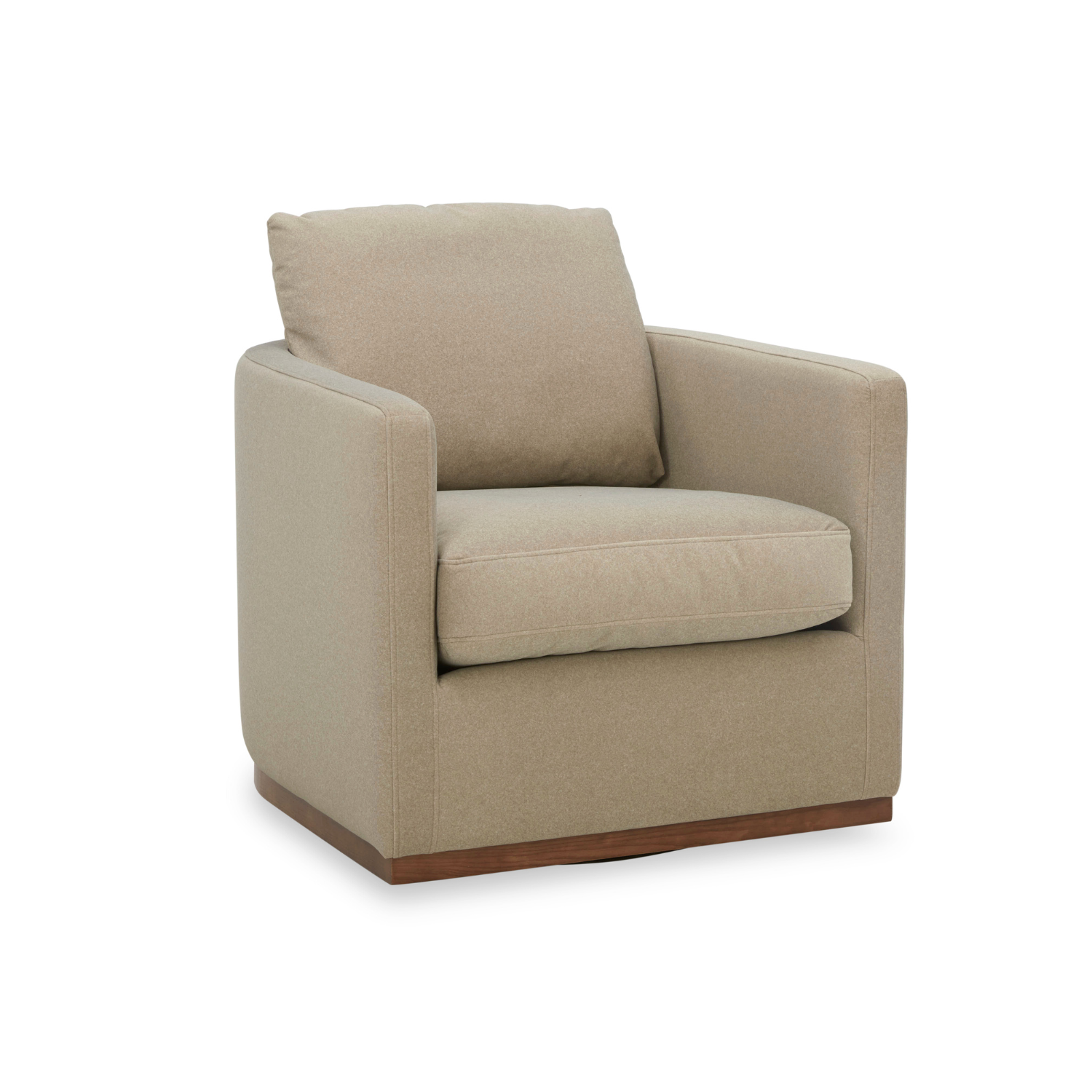Bellwood Swivel Lounge Chair - Sand Matte Velvet Upholstered Modern Accent Chair for Living Room, Bedroom, or Office - Comfortable 360-Degree Rotating Seat with Sturdy Metal Base