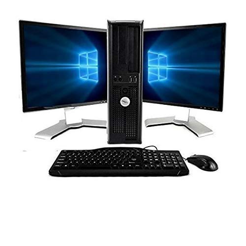 Renewed Dell OptiPlex Desktop Computer with Dual Core 3.0GHz, 8GB RAM, 250GB HDD, Windows 10 Home - Dual 19-inch Monitors Included | Ideal for Home Office, Remote Work & Business Computing
