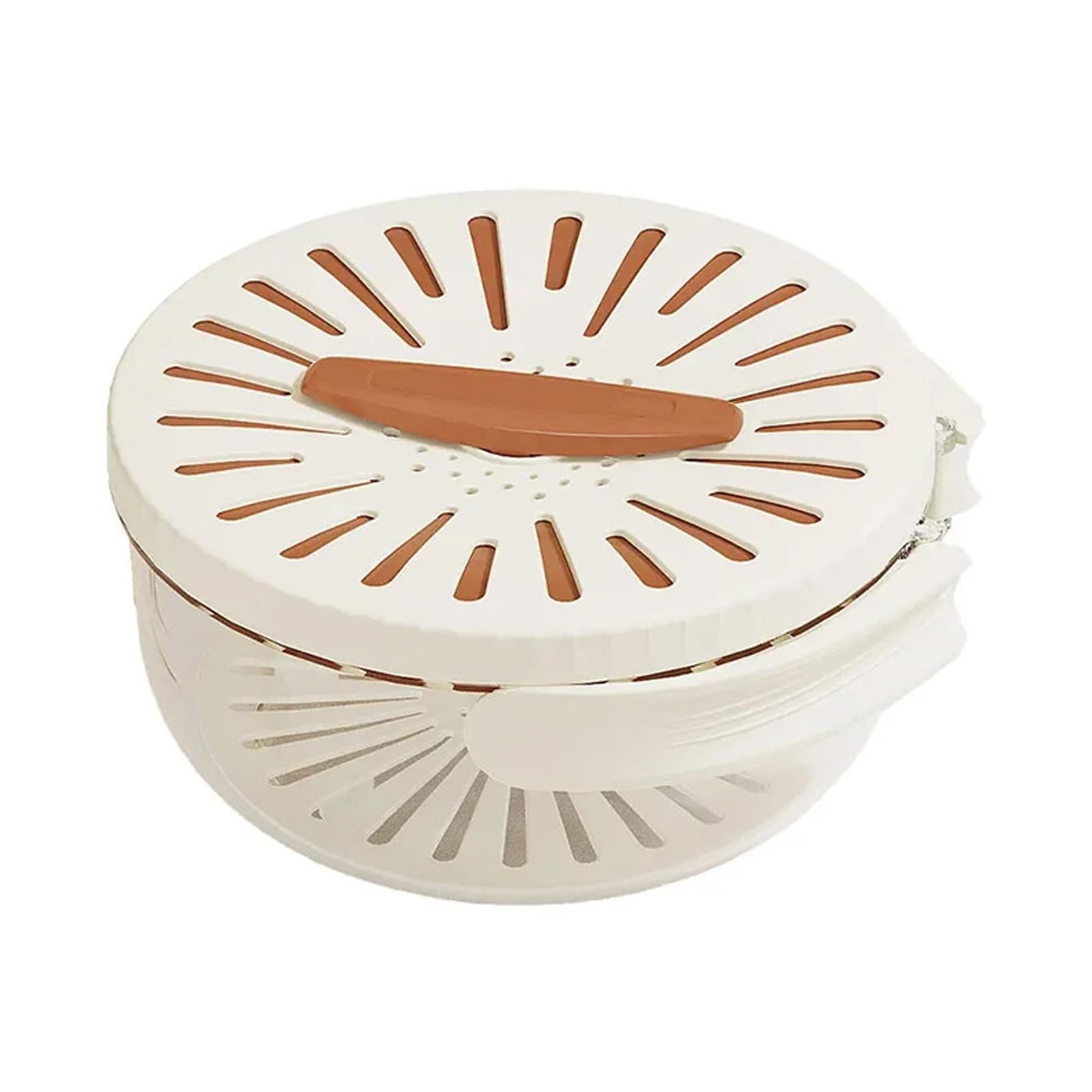 Premium Fruit Strainer Container with Lid - Multifunctional Plastic Kitchen Drain Basket for Washing Vegetables & Fruits - Foldable Handle, 2-in-1 Draining & Storage Basket (Orange) - Perfect for Salad Prep, Berry Cleaning & Kitchen Organization