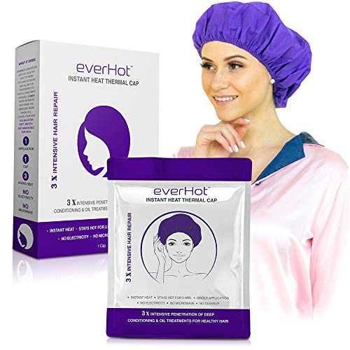EverHot Instant Heat Thermal Cap - 3 Hours Heat Retention - No Electricity or Microwave Needed - Deep Conditioning Heat Cap for Hair Care (1 Pack) - Perfect for At-Home Spa Treatments & Salon-Quality Hair Therapy