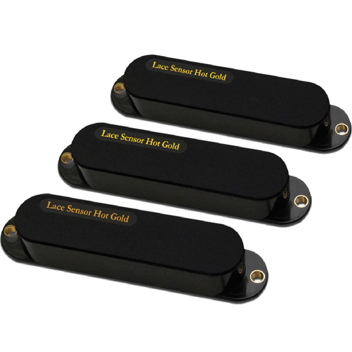 Lace Sensor Hot Gold Guitar Pickups with Hot Bridge - 3-Pack Black Set for Electric Guitar Upgrades & Rock Performances