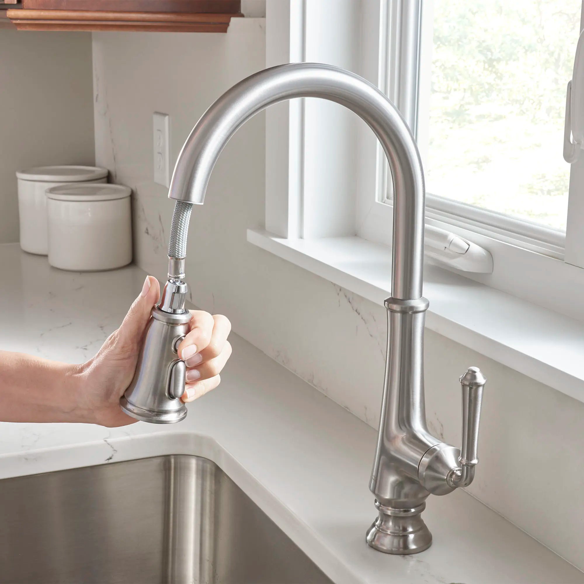 Delancey® Single Handle Pull Down Kitchen Faucet with Dual Spray Function - 1.5 GPM/5.7 LPM - Perfect for Modern Homes & Restaurant-Style Sinks
