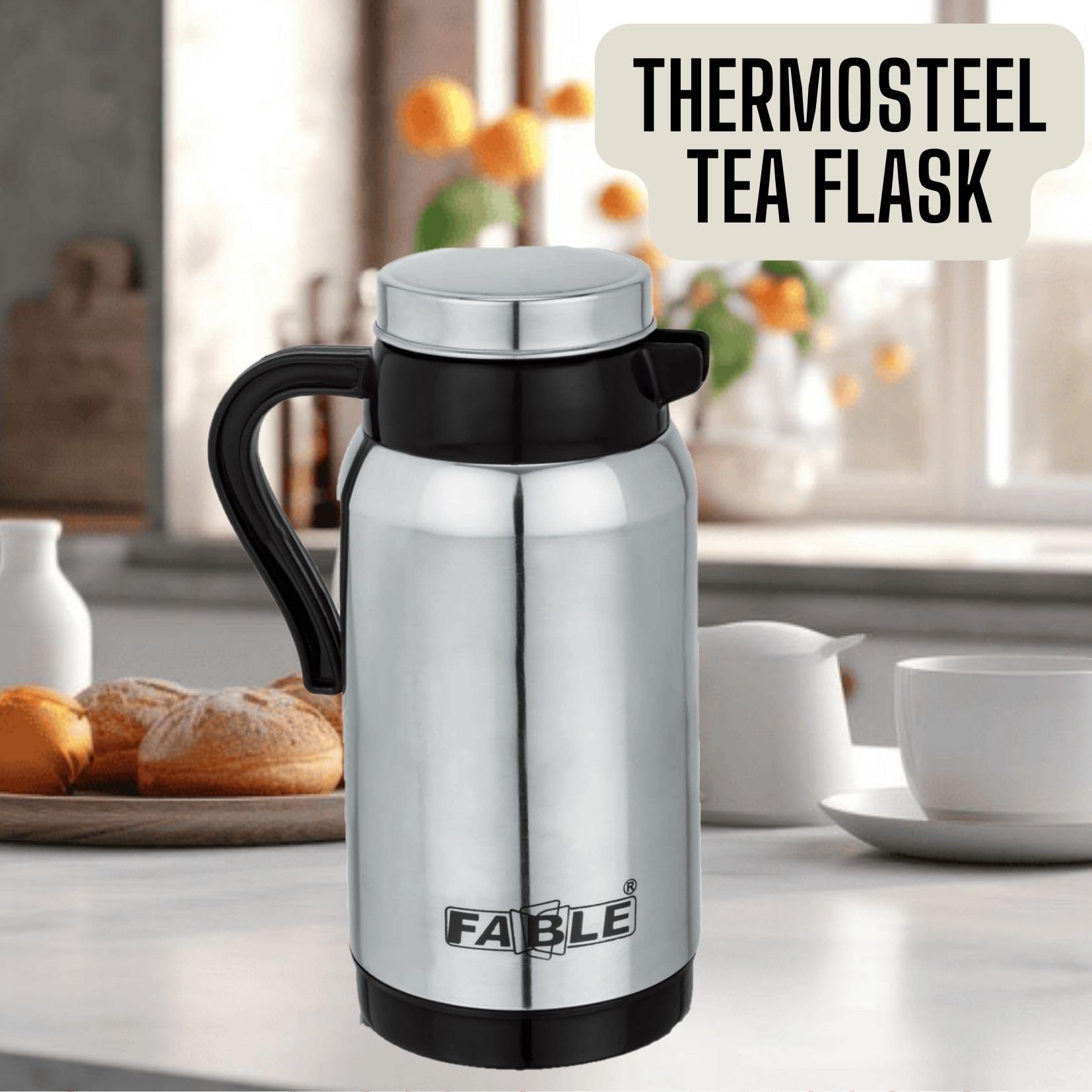 NABHYA Thermosteel Wide Mouth Vacuum Insulated Stainless Steel Water Bottle - 600ml Leakproof Thermos for Hot & Cold Drinks, Coffee & Tea | Perfect for Office, Travel, Hiking & Outdoor Activities