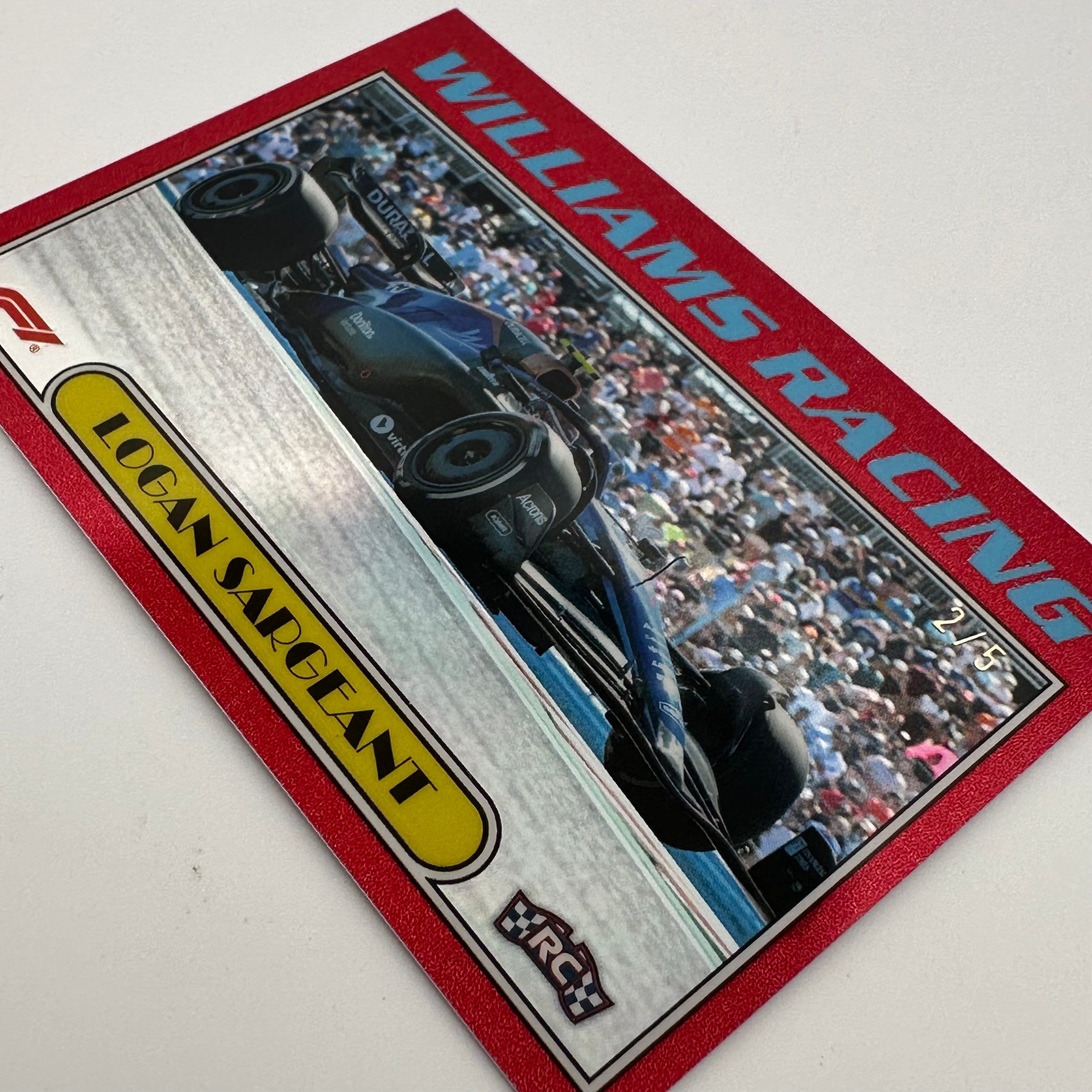 2023 Topps Chrome Logan Sargeant #AU77 LS Red Parallel 2/5 - Rare Racing Driver Trading Card for Collectors & F1 Fans