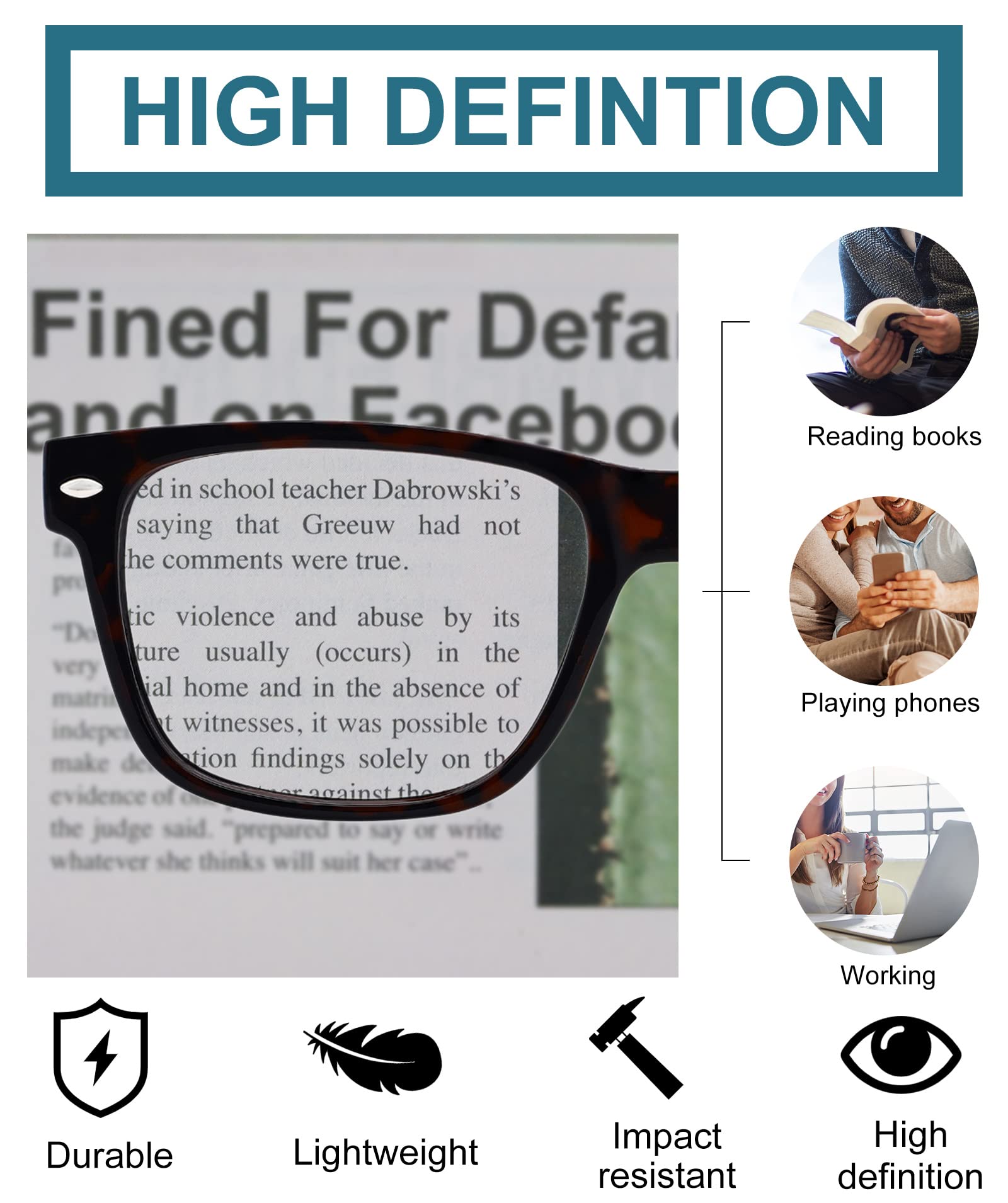 OCCI CHIARI Stylish Reading Glasses for Women & Men - Lightweight Eyewear Frames for Reading, Working, and Computer Use