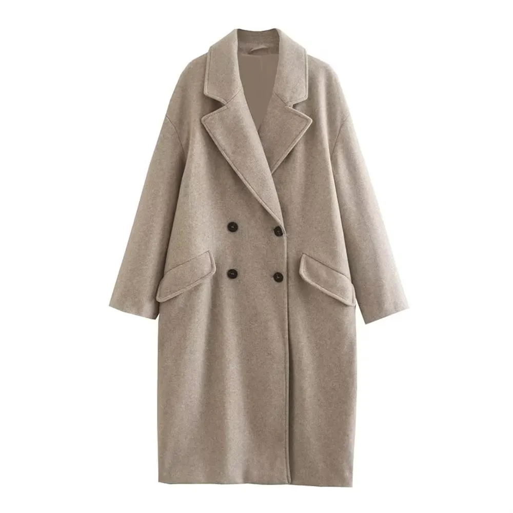 Stylish Unisex Double Breasted Wool Blend Windbreaker Coat for Women & Men | Perfect for Autumn & Winter Outdoor Activities