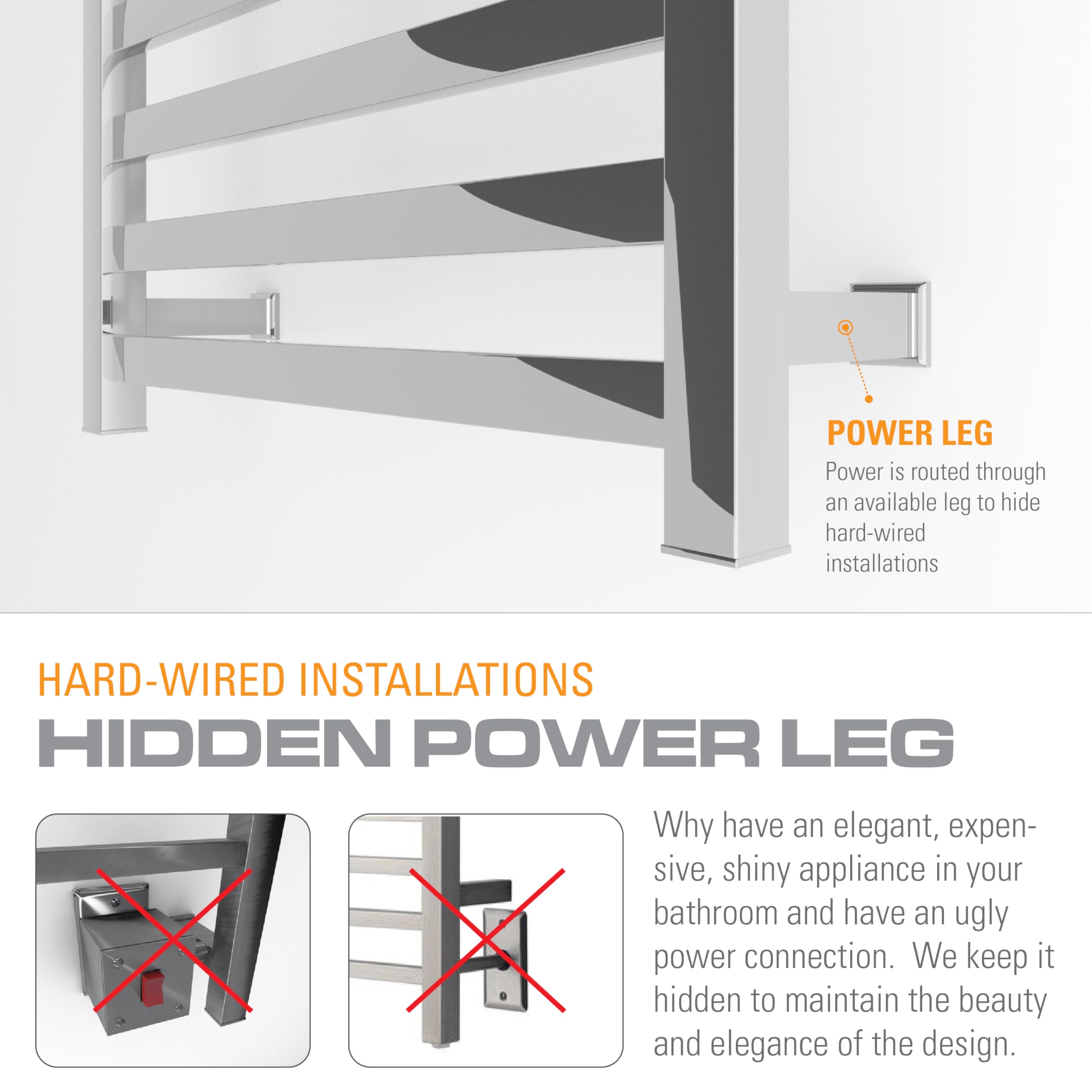 Brandon Basics Wall Mounted Electric Towel Warmer with Timer - Hardwired & Plug-in Options - Polished Chrome Finish - Perfect for Bathrooms, Spas & Luxury Homes