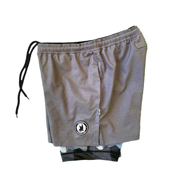 Men's 2-in-1 Compression Shorts with Solid Charcoal Eagle Camo - Moisture Wicking Workout & Running Gear for Gym, Sports & Outdoor Activities