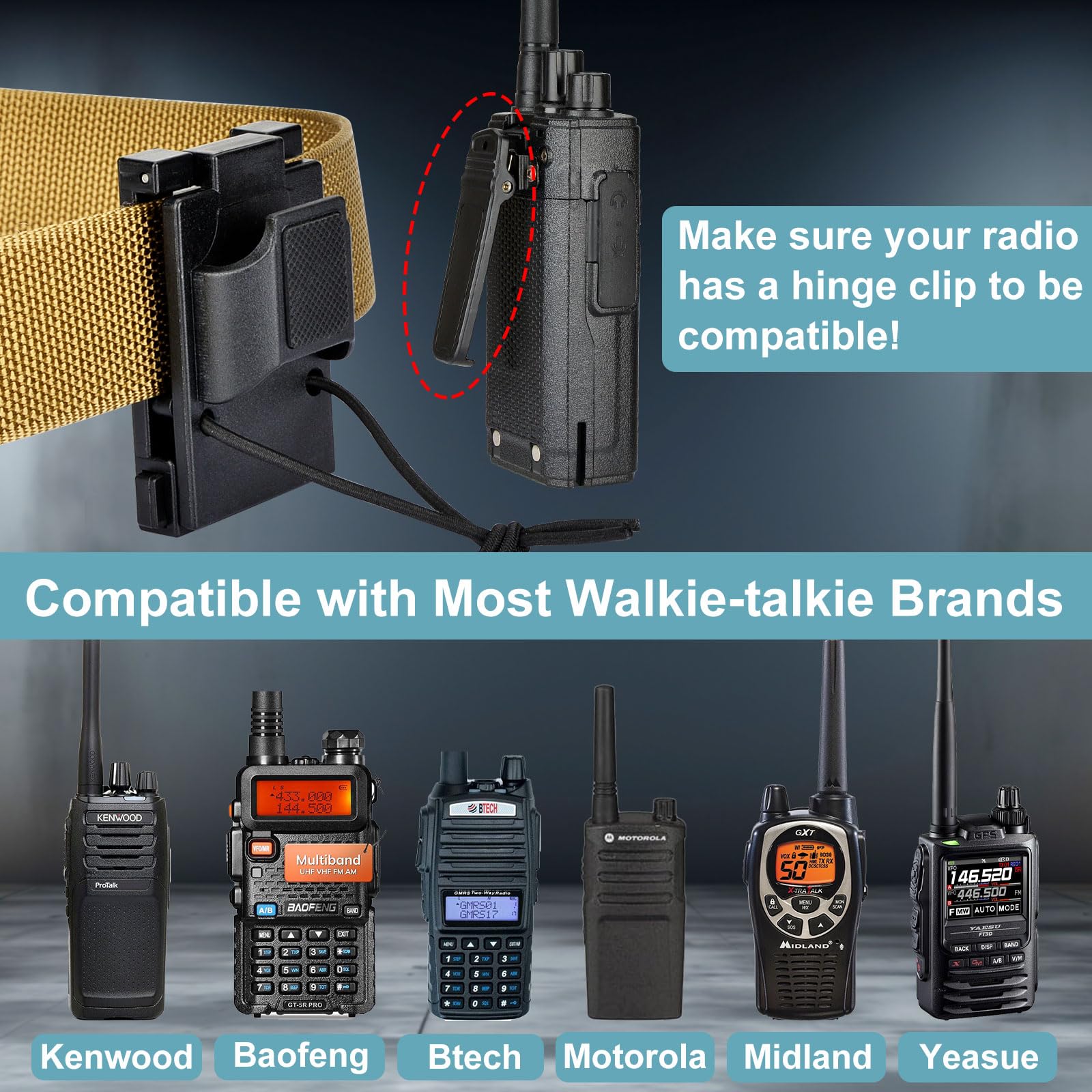 iGuerburn Duty Belt Radio Holster - Adjustable Clip for 1.75