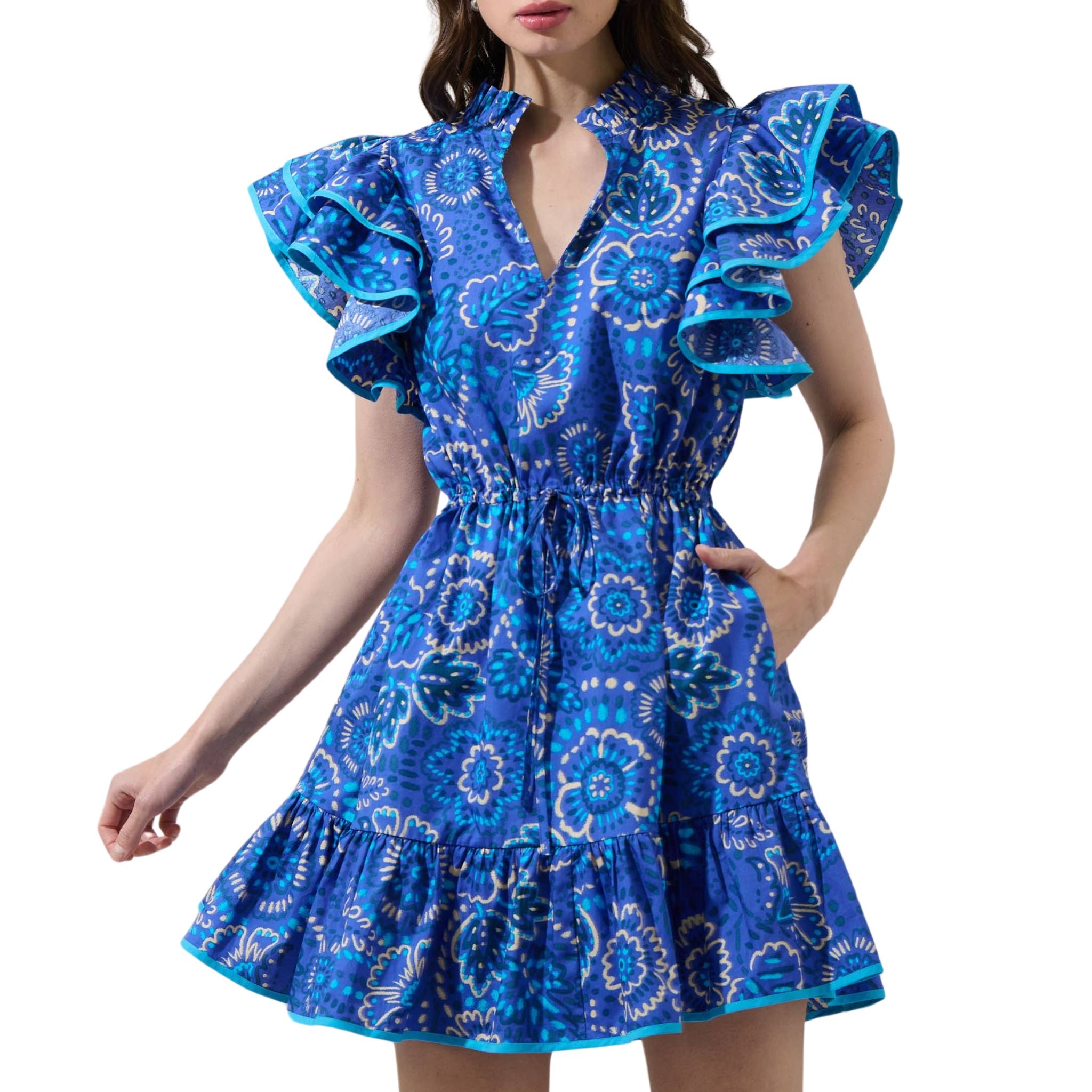 Kenner Floral Alina Ruffle Shift Mini Dress - Women's Summer Floral Print Short Dress for Beach, Party & Vacation | Trendy Ruffled Hem A-Line Sundress