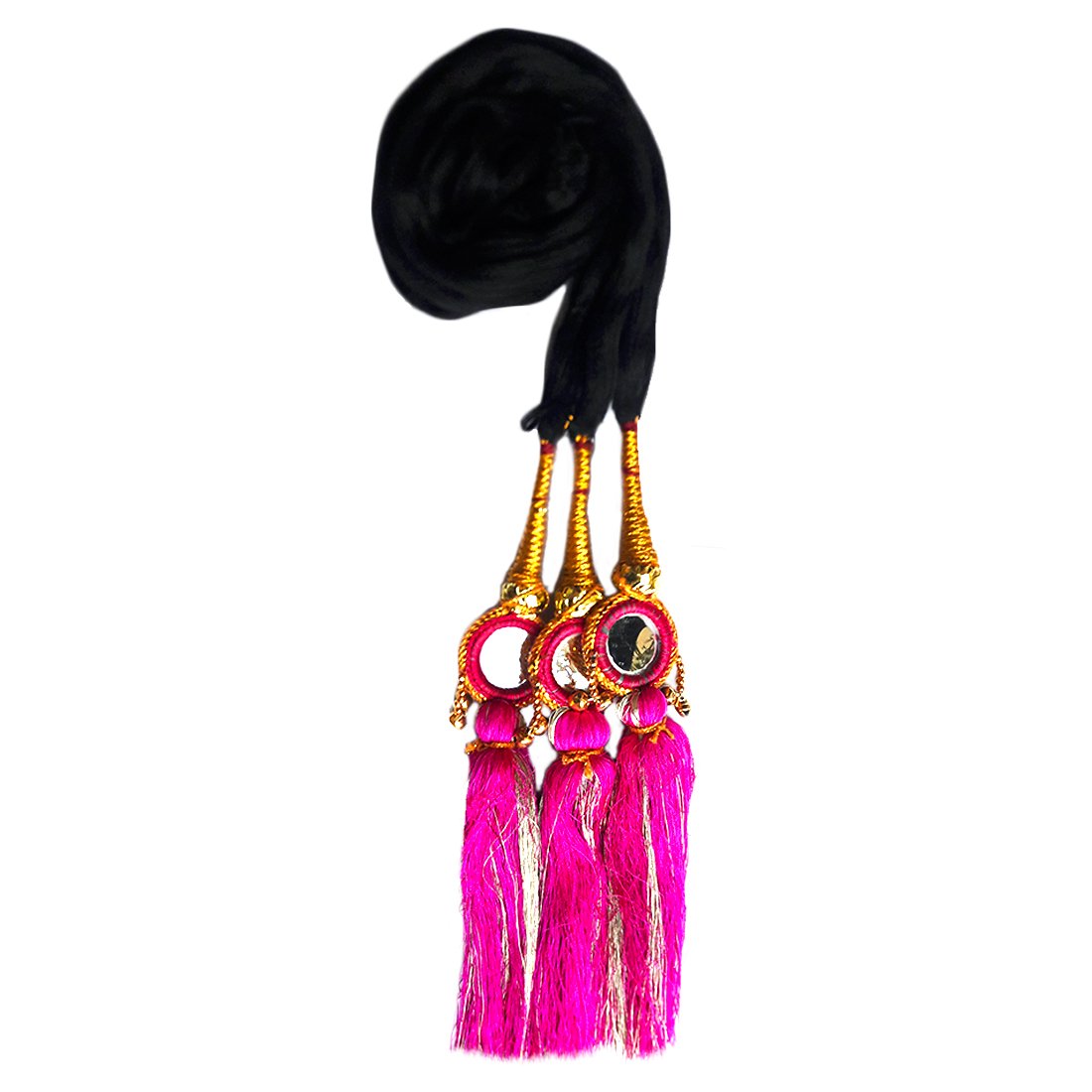 Premium Tassel Hair Extensions for Women & Girls - Magenta Parandi Braid Hair for Stunning Hairstyles | Perfect for Weddings, Parties & Daily Wear
