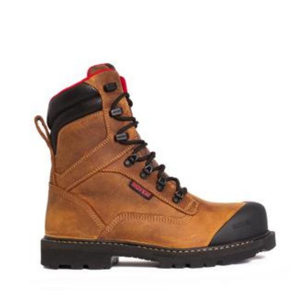 Royer Revolt Men's Size 8 Waterproof Composite Toe Work Boots with Vibram Outsole - Brown 8990RT | Slip Resistant Safety Shoes for Construction, Warehouse & Outdoor Work