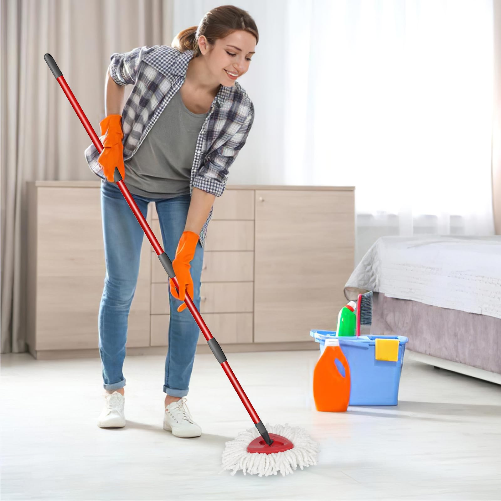 Qulable Spin Mop Replacement Handle - 4-Section Adjustable 30