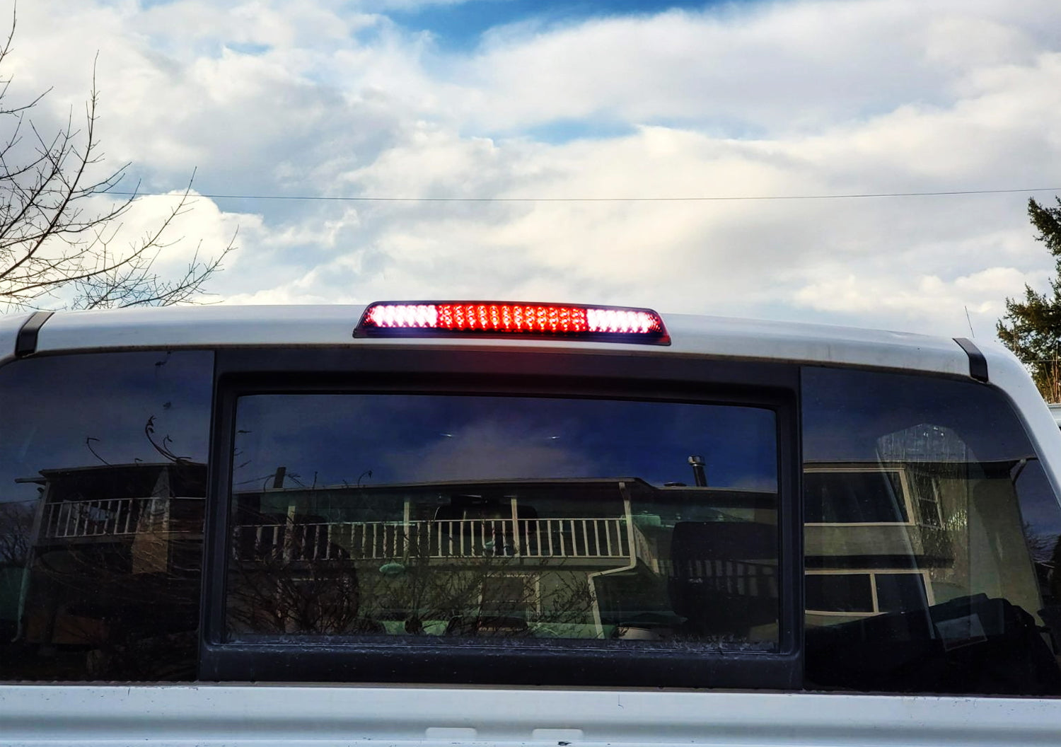 F1 Strobe Clear Lens with Red Chrome Reflex LED 3rd Brake Light for Nissan Frontier - High Visibility Safety Light for Night Driving & Heavy Traffic