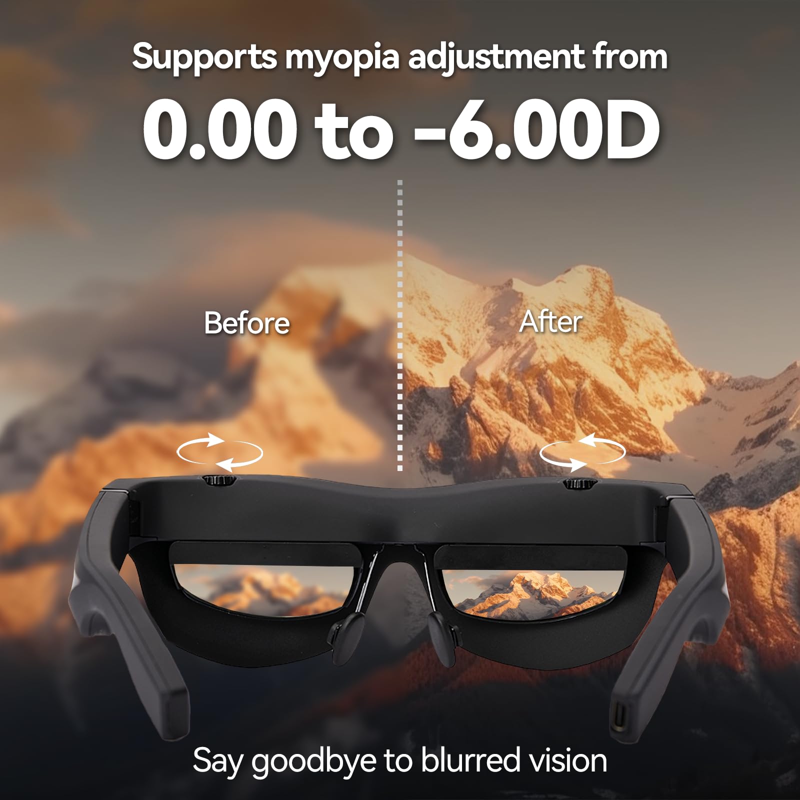 TQSKY T1 AR Smart Glasses with T-Box - 1080P HD Micro-OLED Display, Adjustable Myopia (0 to -600D), Compatible with iPhone Android PC Steam Switch - Perfect for Gaming, Movies & Virtual Workspaces