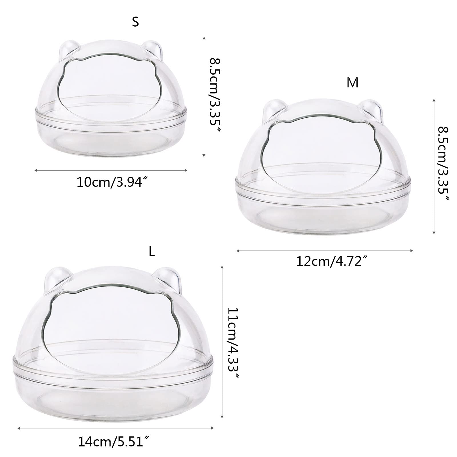 Clear Plastic Hamster Bathing Container - Easy to Clean Dry Bath Sauna Sand Box for Hamsters, Gerbils, Mice & Small Pets | Perfect for Cage Accessories & Small Animal Grooming