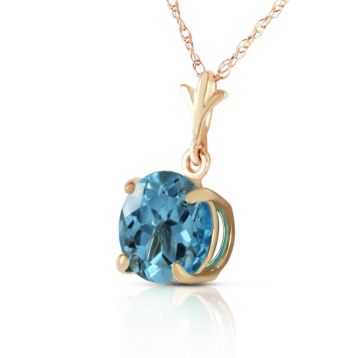 1.15 Carat 14K Solid Yellow Gold Blue Topaz Pendant Necklace for Women - Elegant Jewelry Gift for Birthday, Anniversary & Special Occasions | Perfect for Everyday Wear, Date Nights & Formal Events