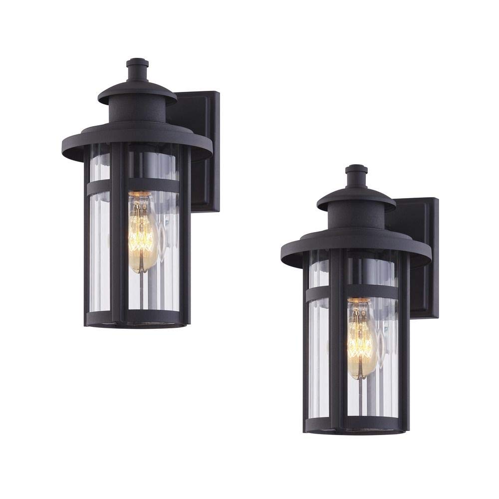 Tumalo Powder Coated Black Outdoor Wall Light Fixtures (2-Pack) - Weatherproof Exterior Sconce Lighting for Porch, Patio, Garage & Garden