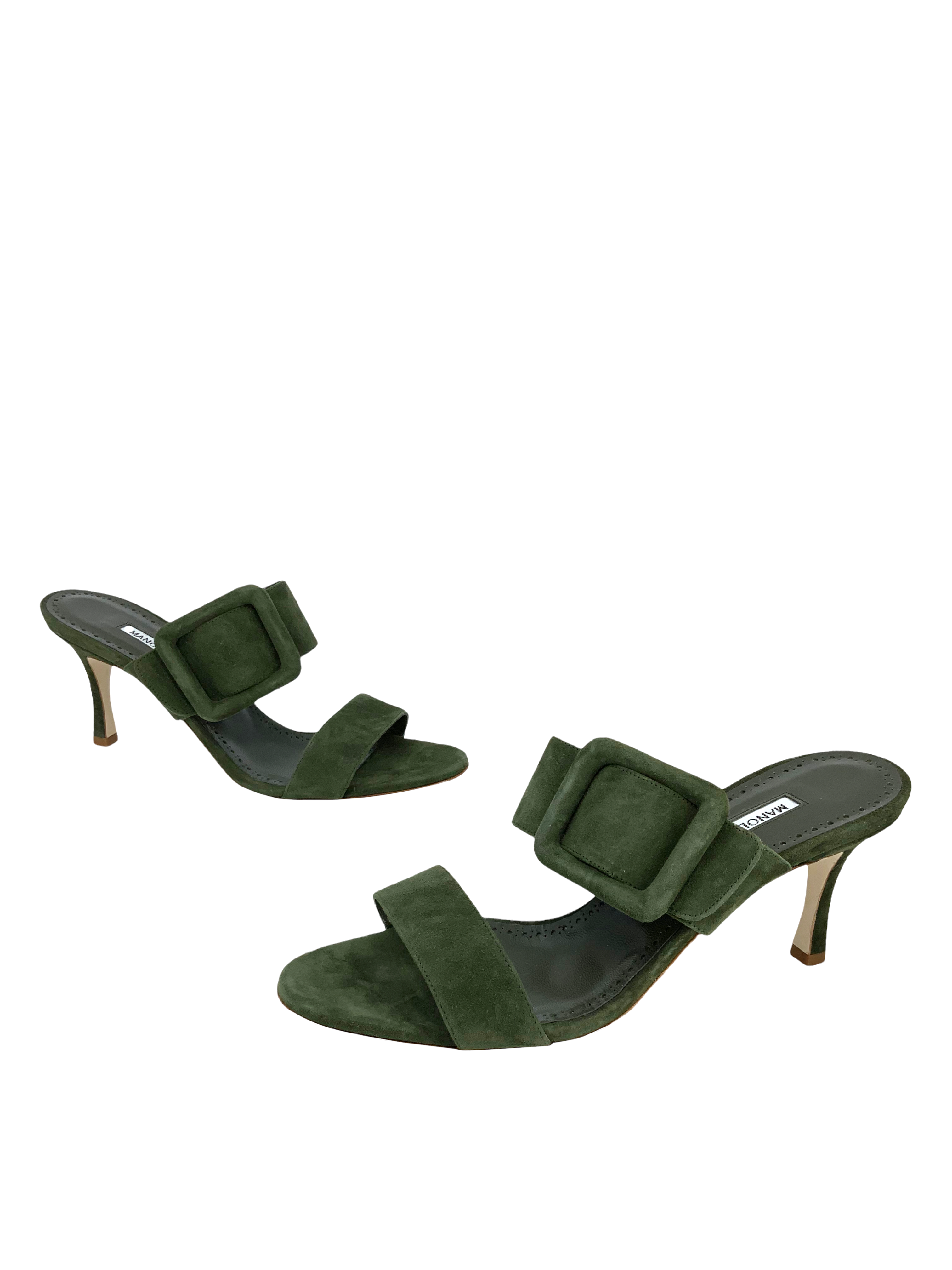 Manolo Blahnik Gable 70 Buckled Suede Mules - Women's Size 9 Luxury Comfort Slides | Perfect for Office, Cocktail Parties & Evening Events