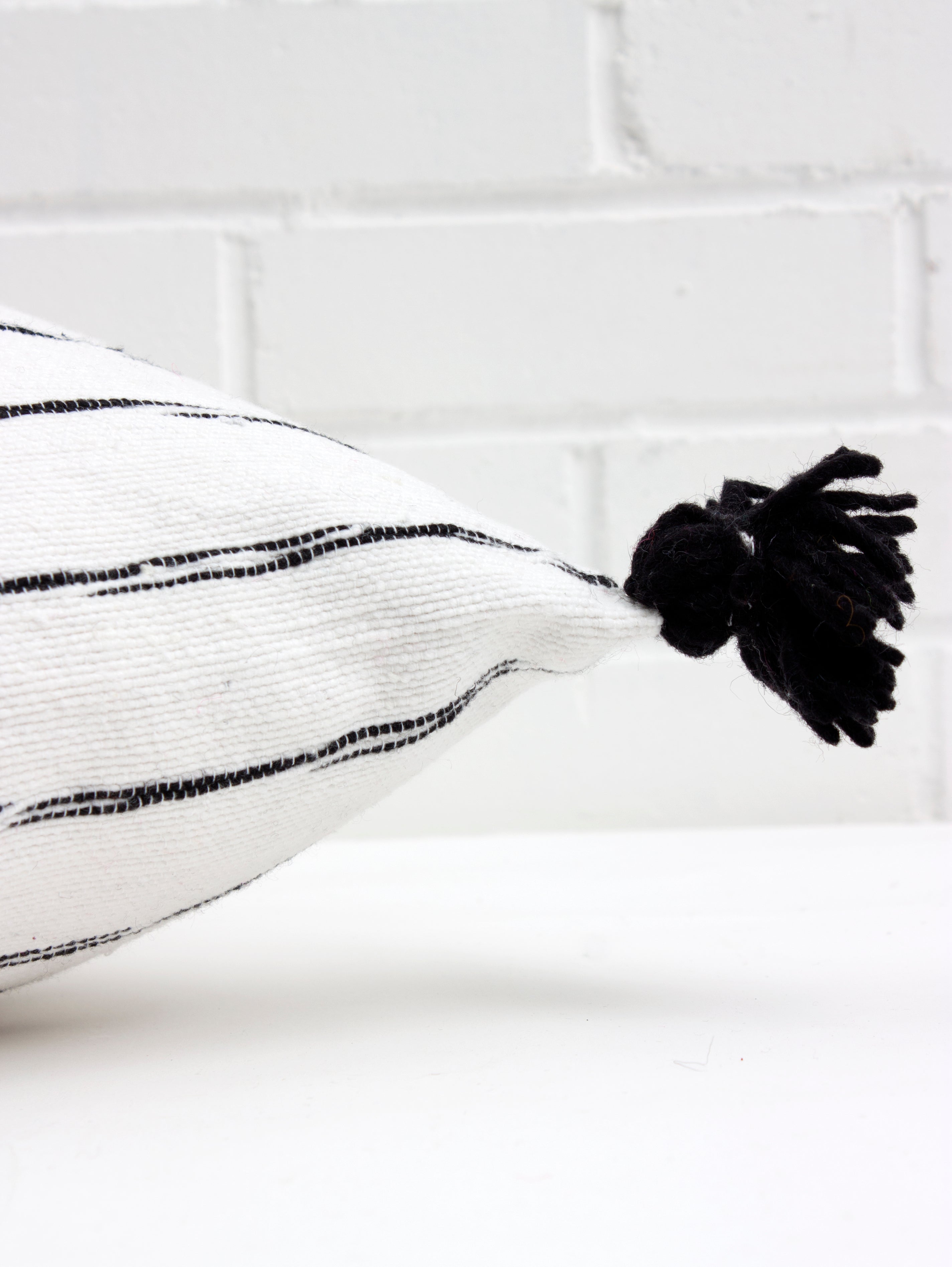 Premium White Cotton Scribble Stripe Square Cushion Cover - Black | 18x18 Inch Decorative Pillow Case | Perfect for Sofa, Bed, Chair & Home Decor