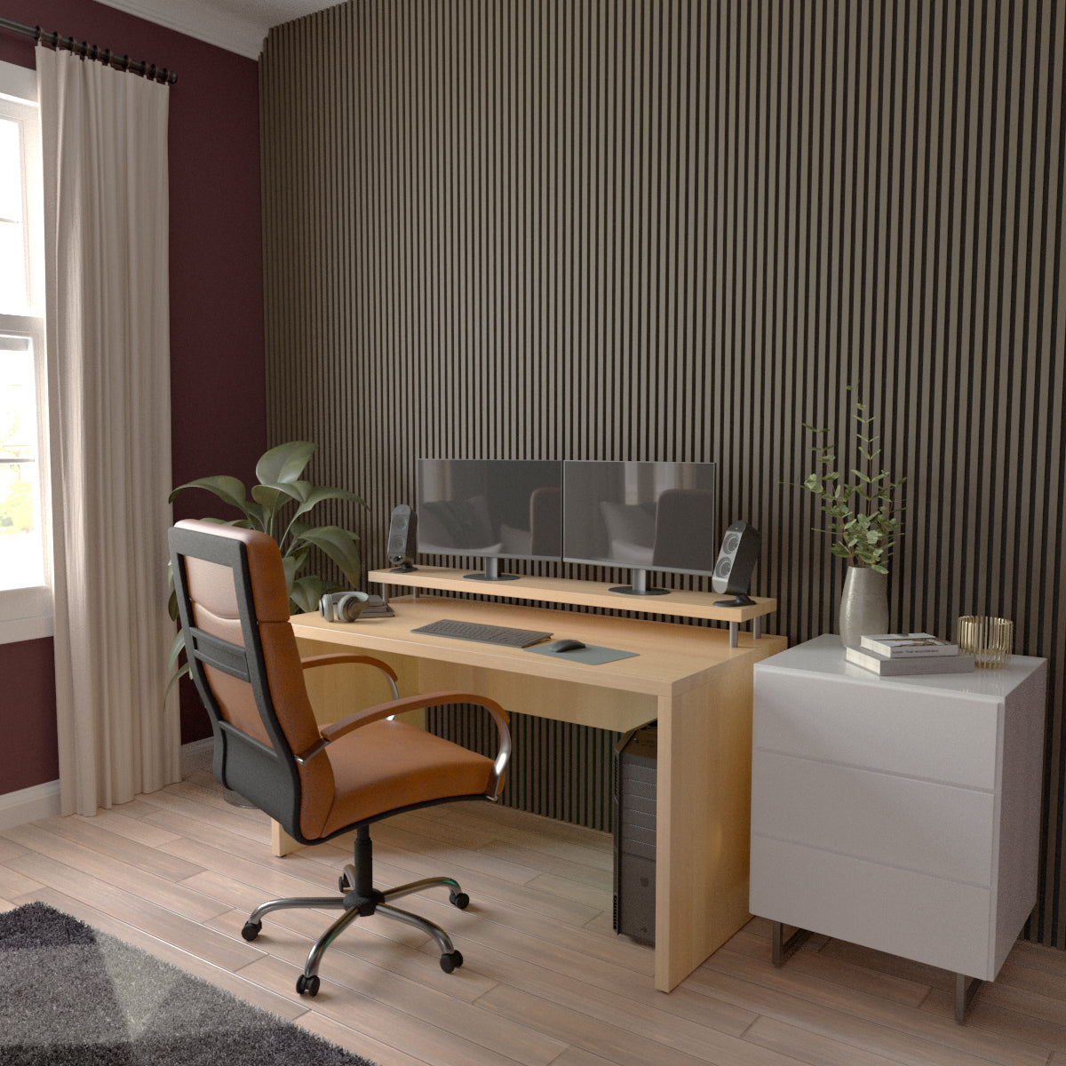 Acoustic Slat Wood Wall Panel - Natural Wood Soundproofing Panels for Home & Office - Traditional Slat Design for Modern & Rustic Interiors - Perfect for Living Rooms, Bedrooms, and Conference Rooms