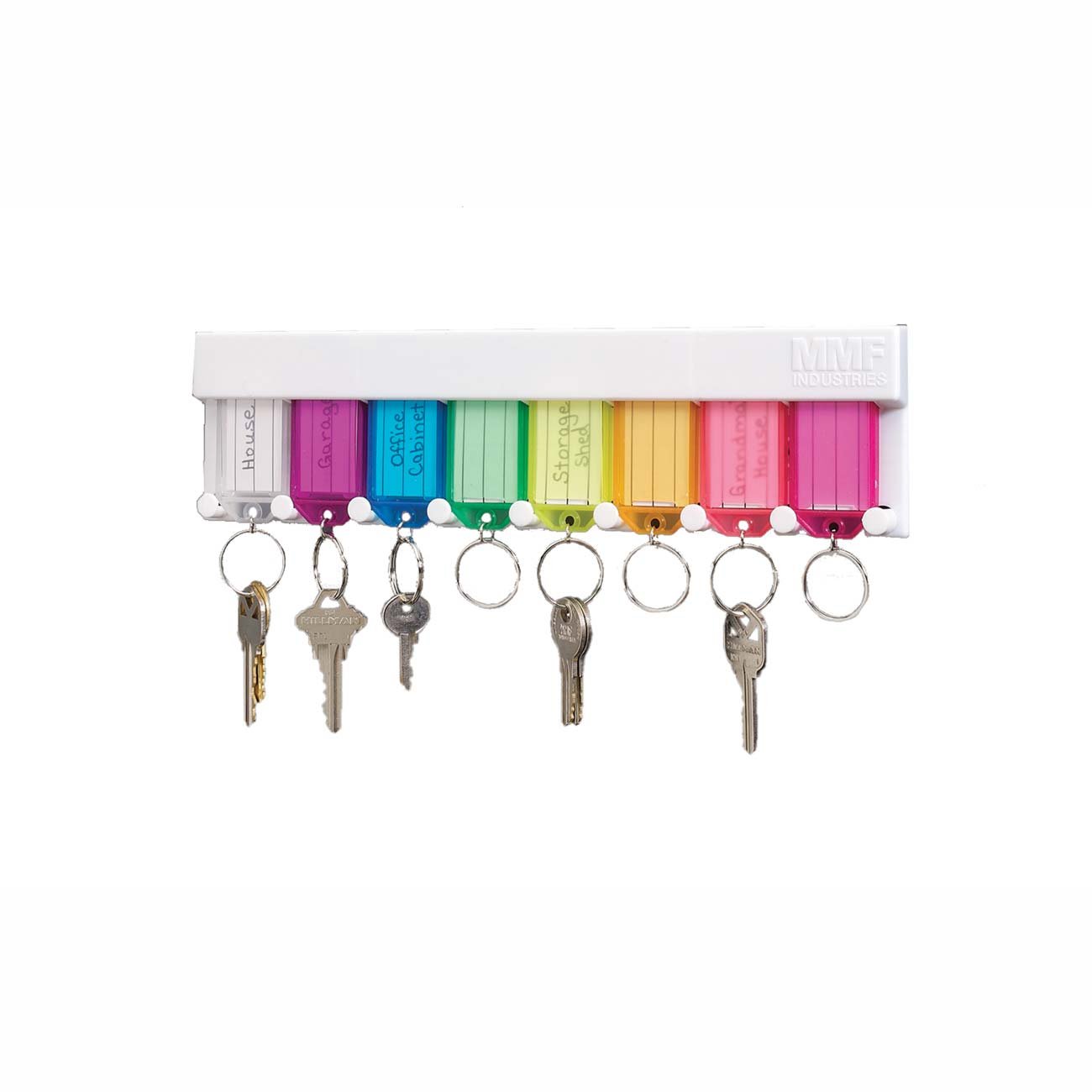MMF Industries STEELMASTER Key Organizer - 8-Tag Wall Mount Key Holder with Assorted Color Identification Tags | Durable Plastic Construction for Home, Office & Garage Organization | Perfect for Key Management, Storage & Wall Decor