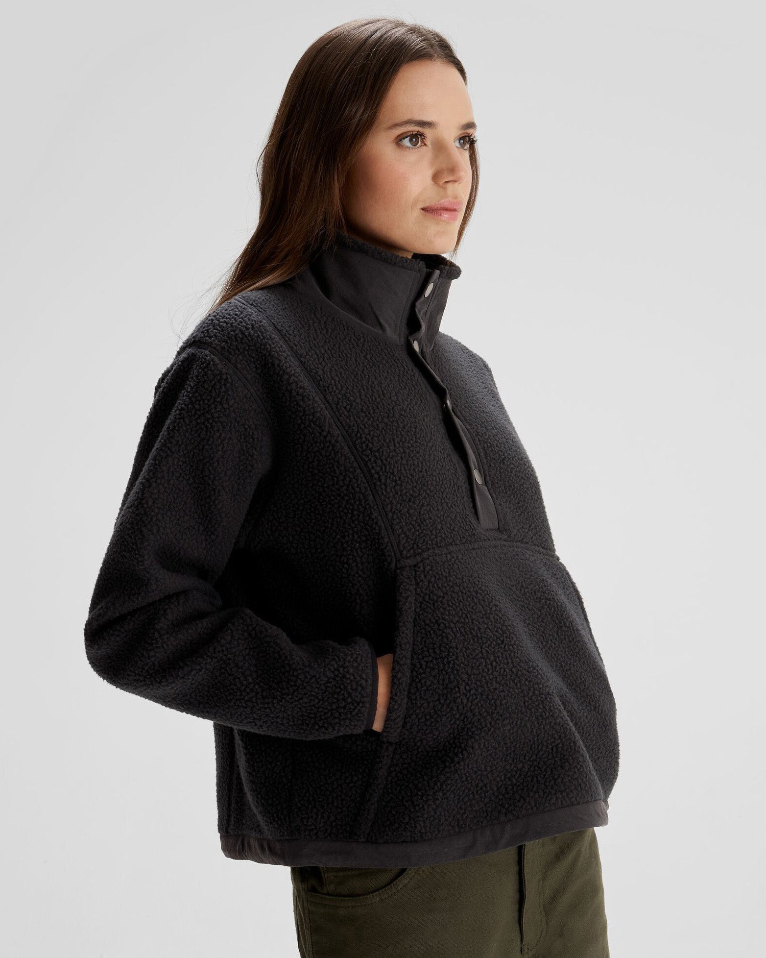 Co Z Women's High Pile Fleece Pullover Sweatshirt - Soft Winter Warm Hoodie for Casual Wear, Outdoor Activities & Lounge Comfort (Black)