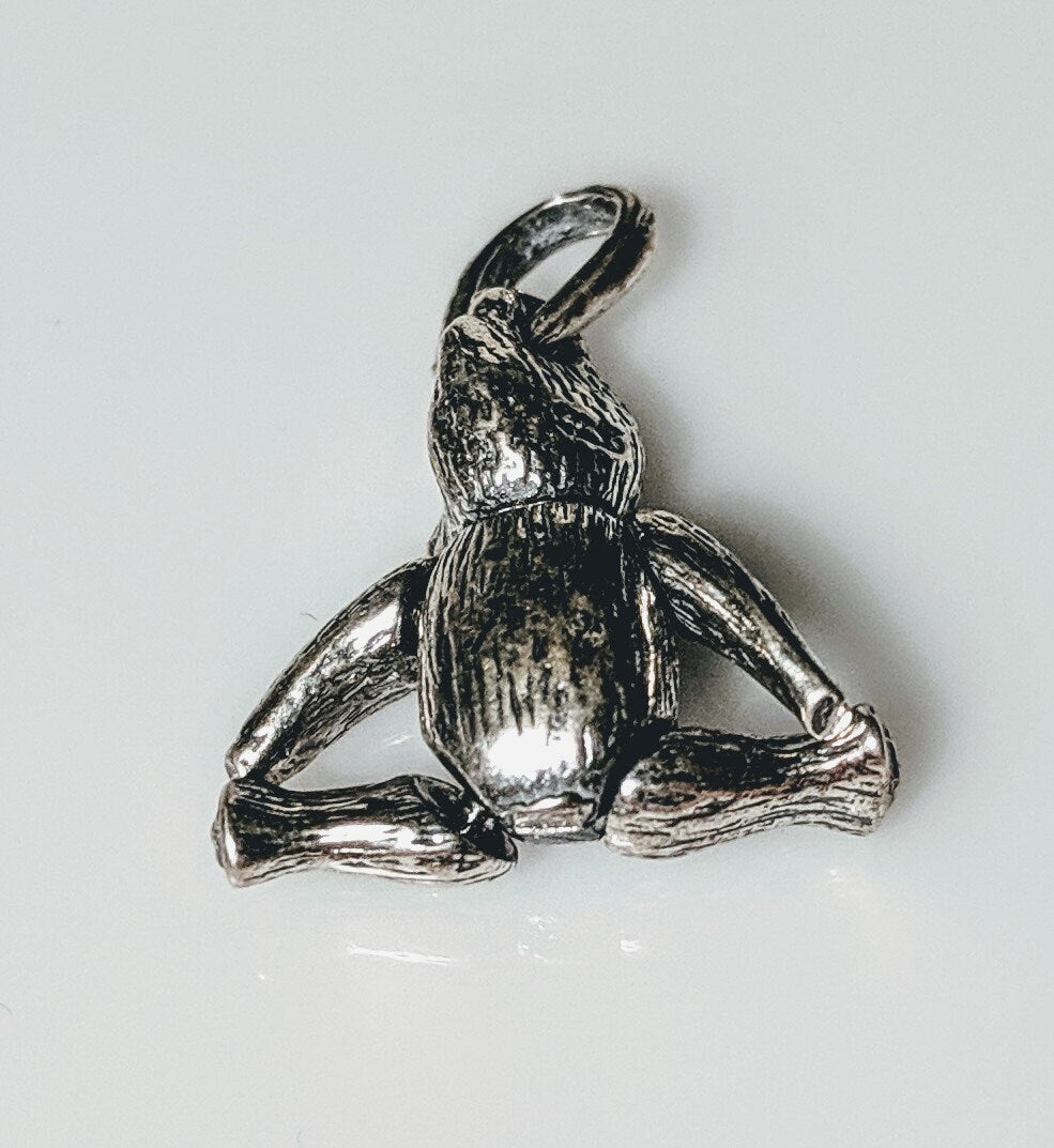 3D Hinged Sterling Silver Dancing Teddy Bear Charm - Large Movable Pendant for Kids Jewelry | Perfect for Children's Bracelets, Necklaces & Gift Giving