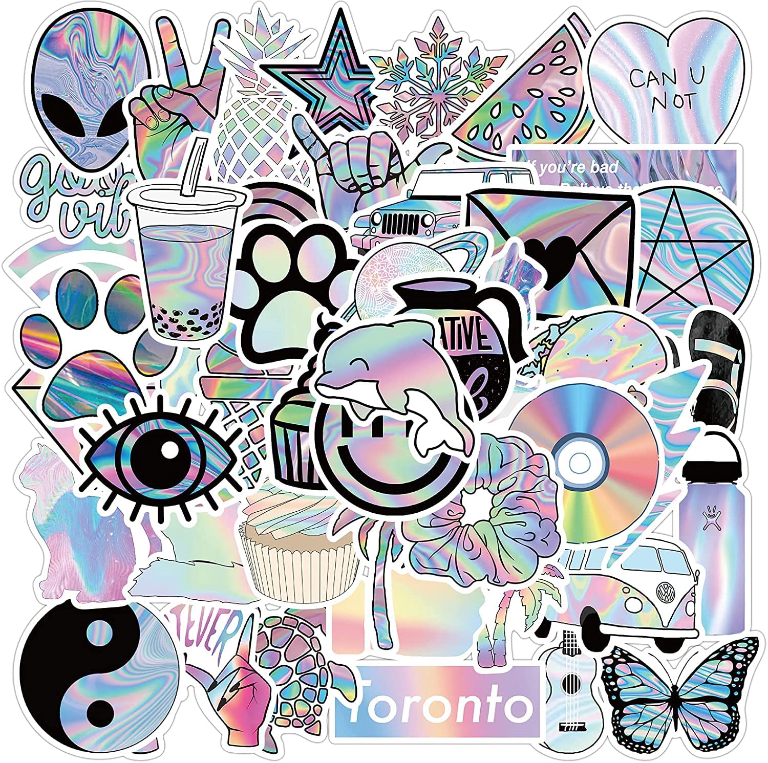 200 PCS Waterproof Vinyl Stickers for Hydro Flask, Laptop, Luggage, Skateboard - Cute Aesthetic Decals for Teens, Girls & Kids | Perfect for School, Travel & Personalizing Water Bottles
