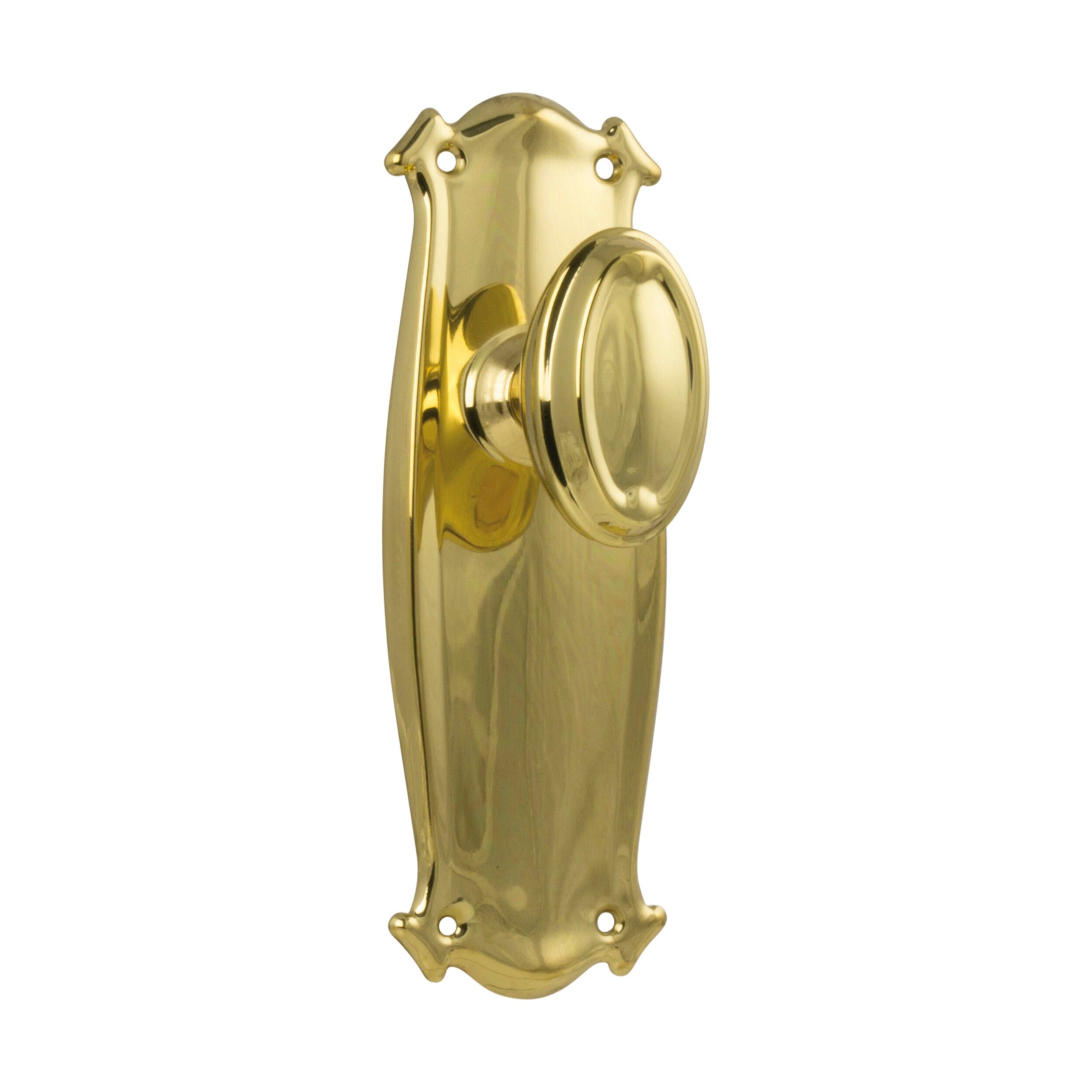 1050 Door Knob Bungalow Latch Pair - Polished Brass (H197xW68xP60mm) - Vintage Style Interior Door Hardware for Bedroom, Bathroom & Closet Doors