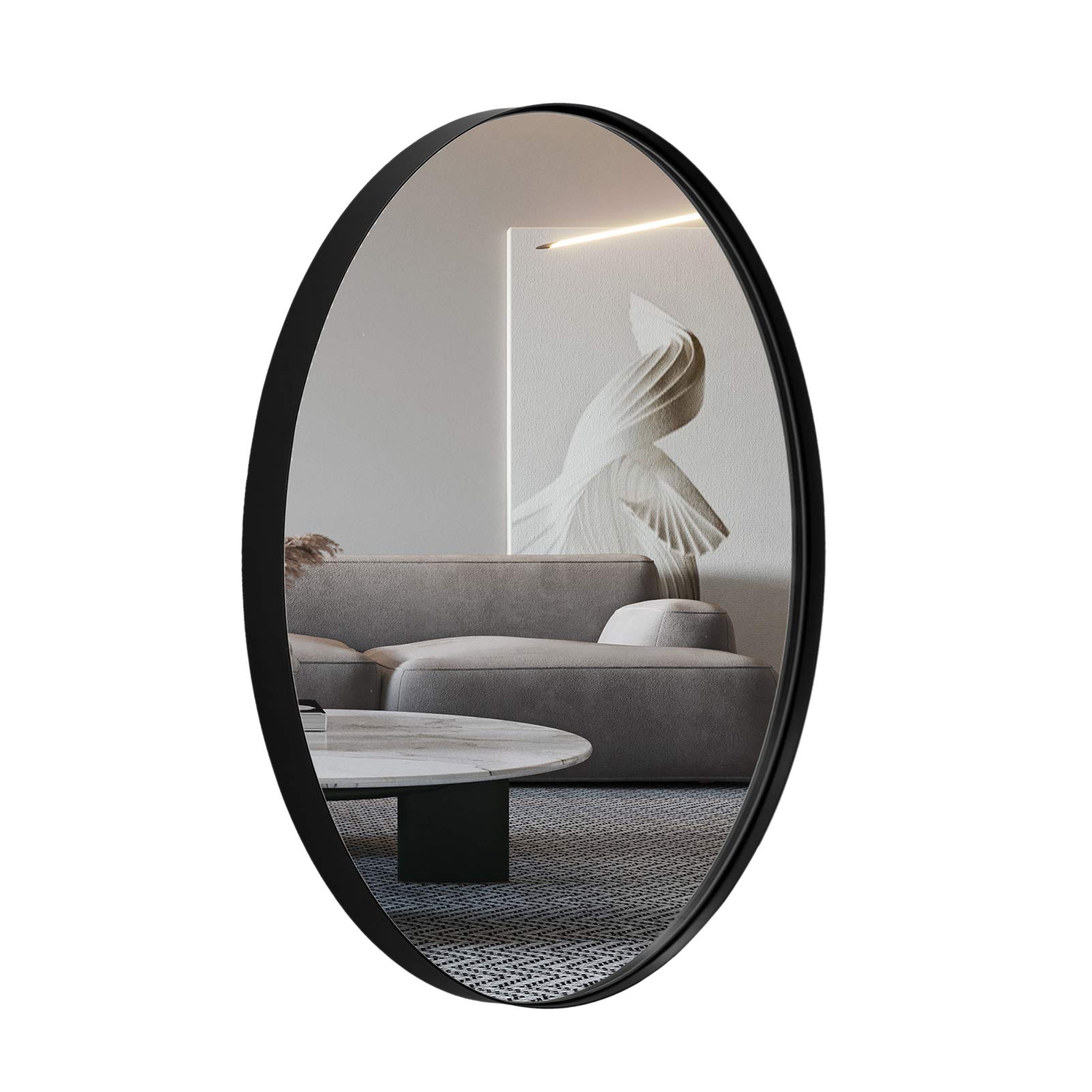 ANDY STAR 20x28 Inch Oval Bathroom Mirror with Stainless Steel Frame - Black Pill-Shaped Vanity Wall Mirror for Horizontal or Vertical Mounting - Perfect for Bathroom Decor, Makeup Application & Home Staging