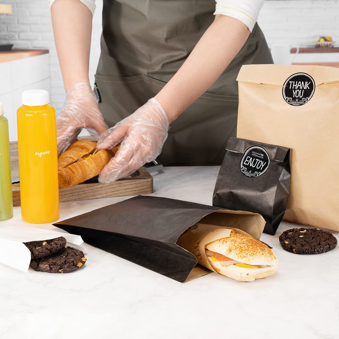 100-Pack Disposable Black Kraft Paper Bags 7