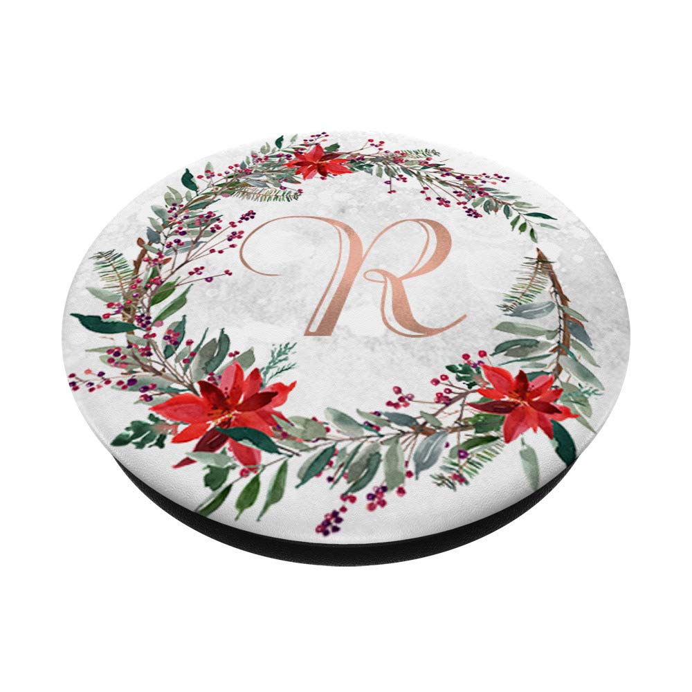 Rose Gold Monogram Letter R Christmas Wreath PopSocket - Perfect for Holiday Gifts, Phone Accessories & Personalized Decorations