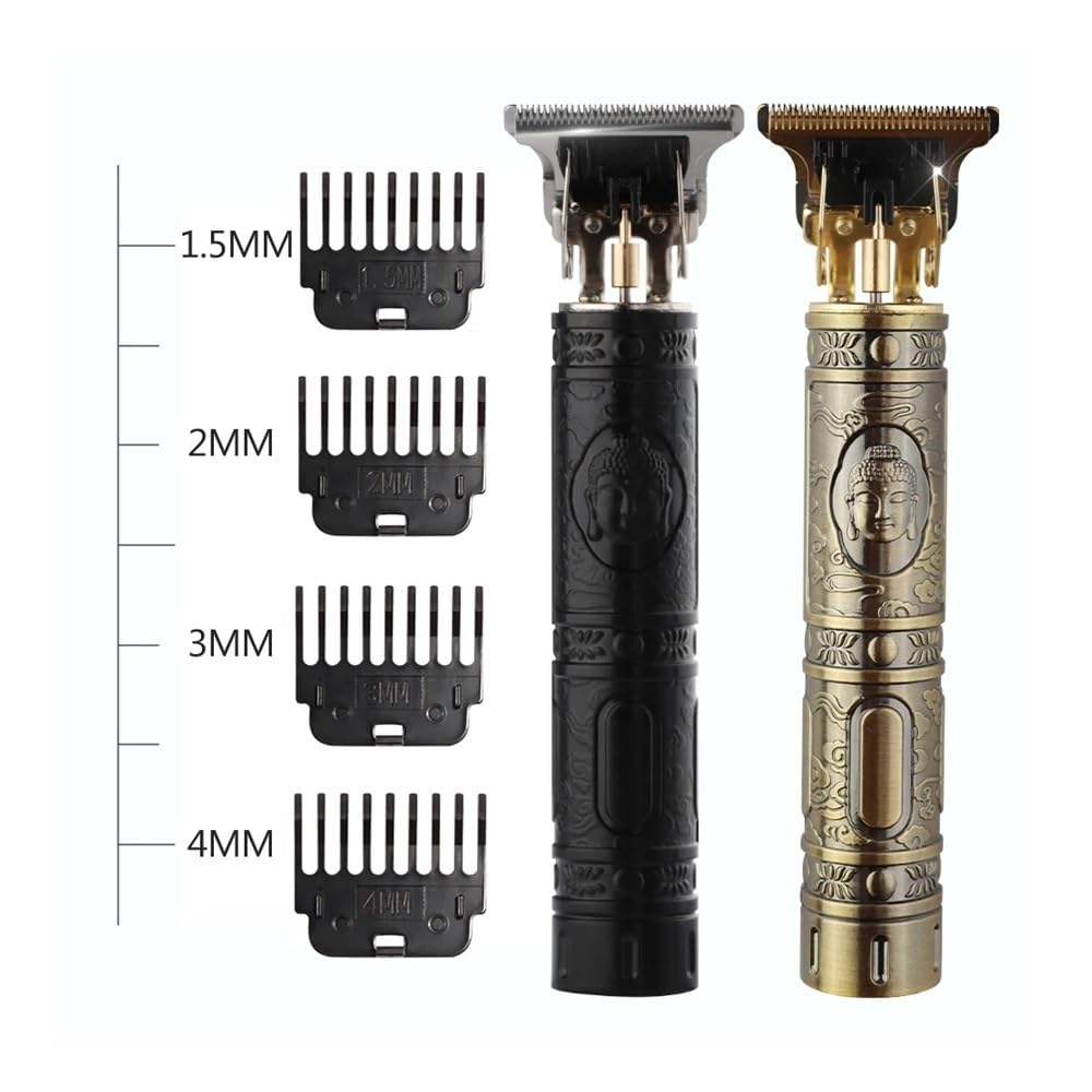 Professional Electric Hair Clipper Set - Razor Sharp Lightweight Trimmer for Men & Women with Oil Head & Carving Mark - Perfect for Home Haircuts, Beard Trimming & Styling (Plastic Buddha Design)