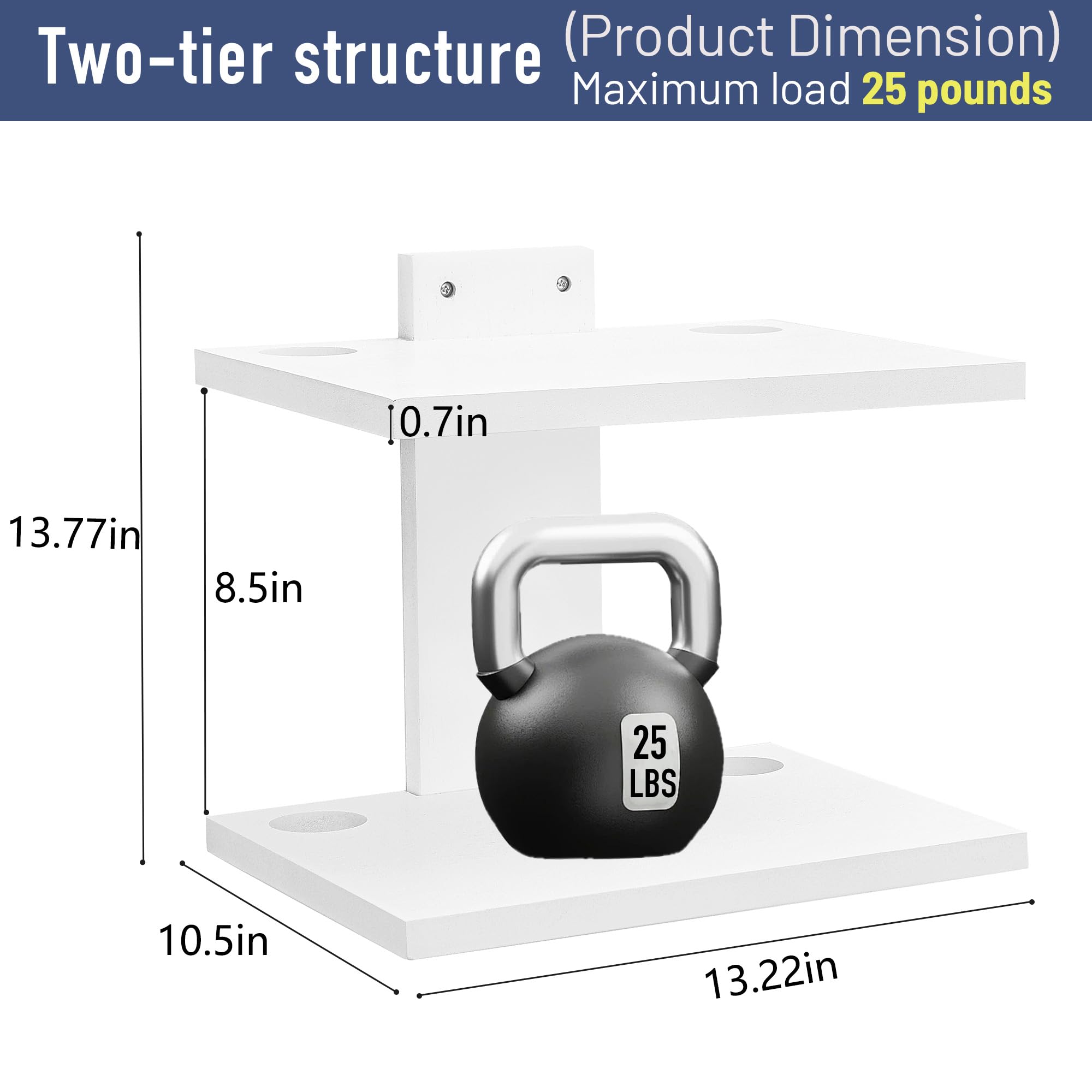 Floating TV Shelf for Projector, PS5, DVD - Wall Mounted Storage for Living Room