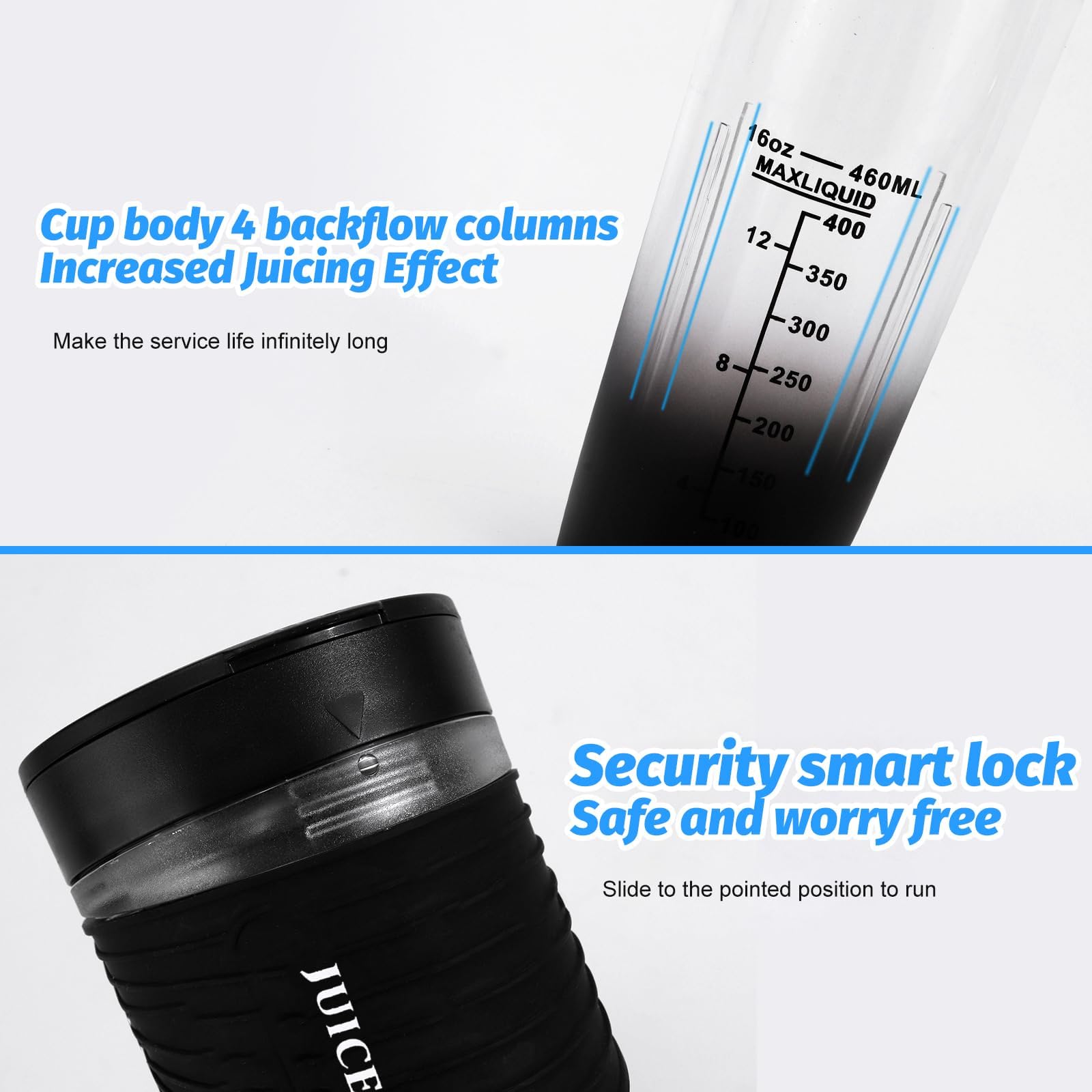 Portable Blender 460ml - 4000mAh USB-C Rechargeable Personal Blender for Smoothies, Shakes & Juices - 6 Stainless Steel Blades, 22000 RPM - Perfect for Travel, Gym, Office & Home Use (White)