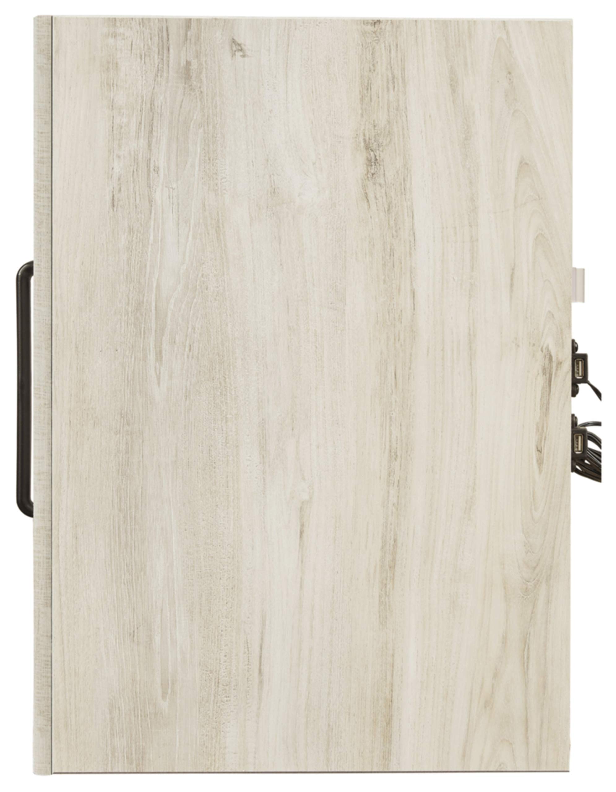 Signature Design by Ashley Cambeck Farmhouse Industrial 2-Drawer Nightstand with USB Charging Stations - Whitewashed Wood Bedside Table with Slim Profile (24.37