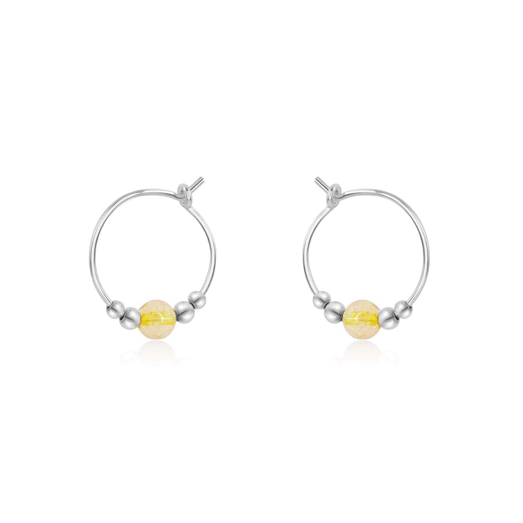 Tiny Yellow Citrine Bead Hoop Earrings - Dainty Gemstone Jewelry for Women | Perfect for Everyday Wear, Parties & Gifts