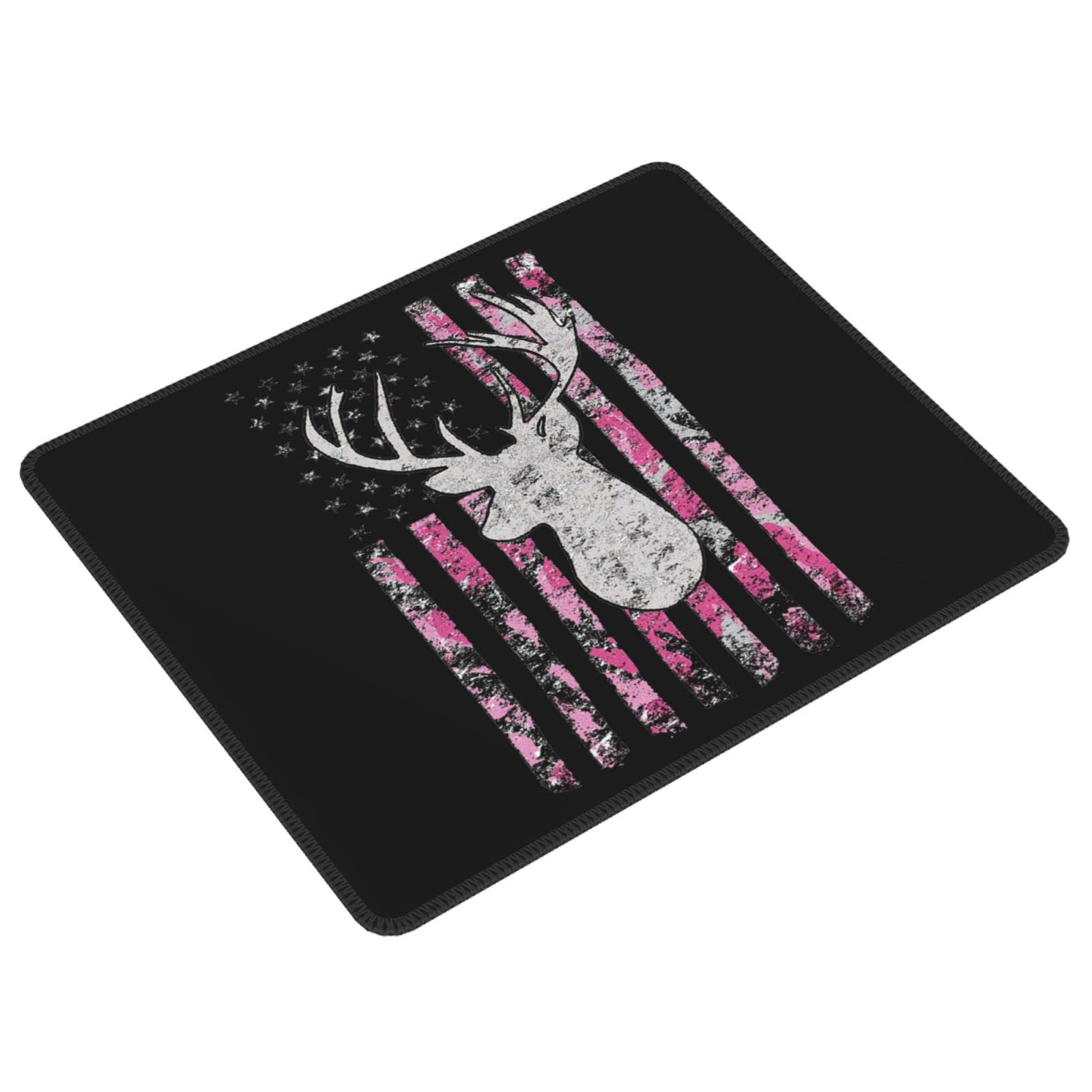 Pink Camouflage American Flag Deer Hunting Mouse Pad - Custom Gaming Mousepad 10x12 Inch for PC & Laptop - Perfect for Gamers, Office Work & Home Computer Use