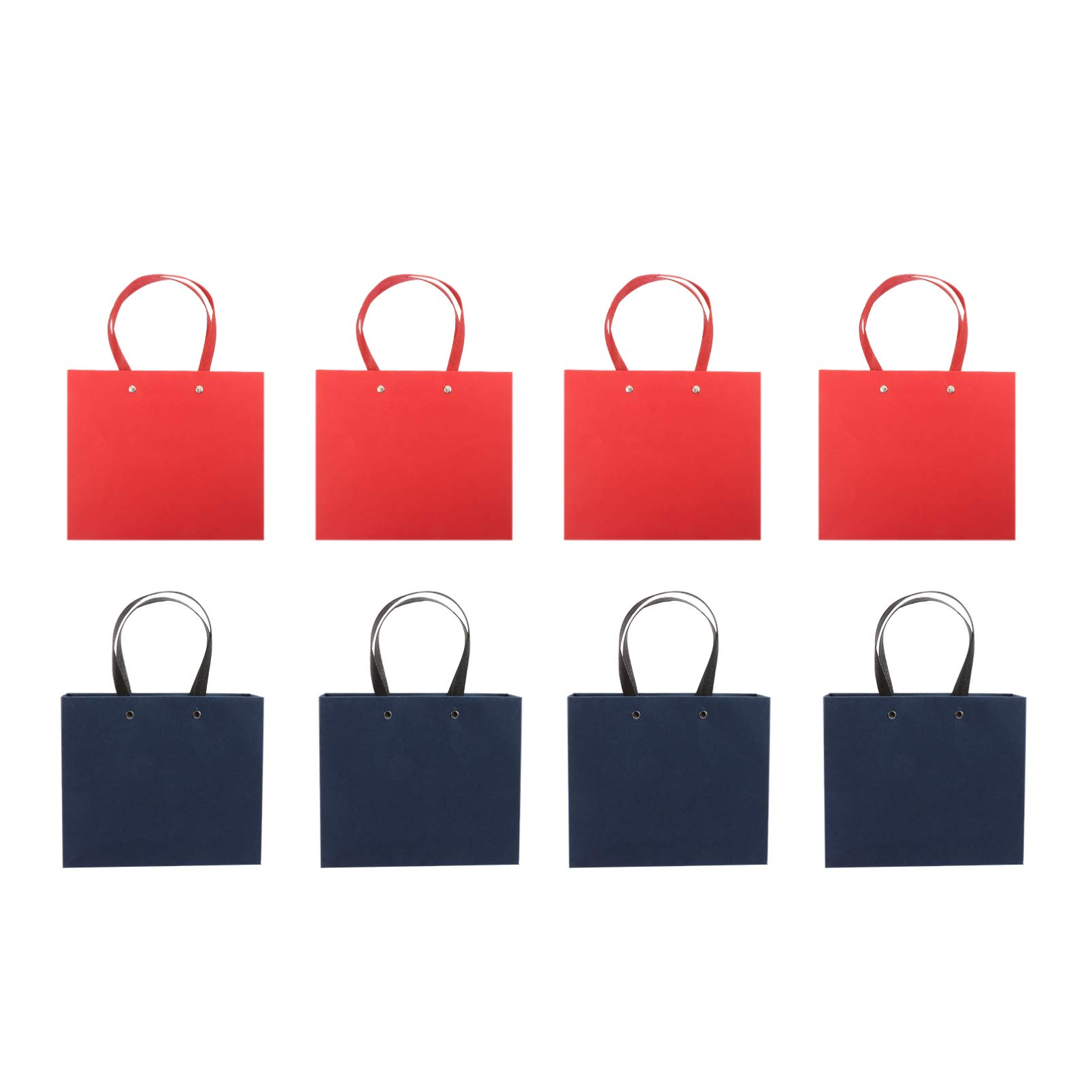 VALICLUD 8-Piece Navy Blue & Red Christmas Kraft Paper Gift Bags with Handles - Bulk Holiday Party Favor Bags for Xmas Gifts, Wrapping, Stocking Stuffers & Festive Celebrations