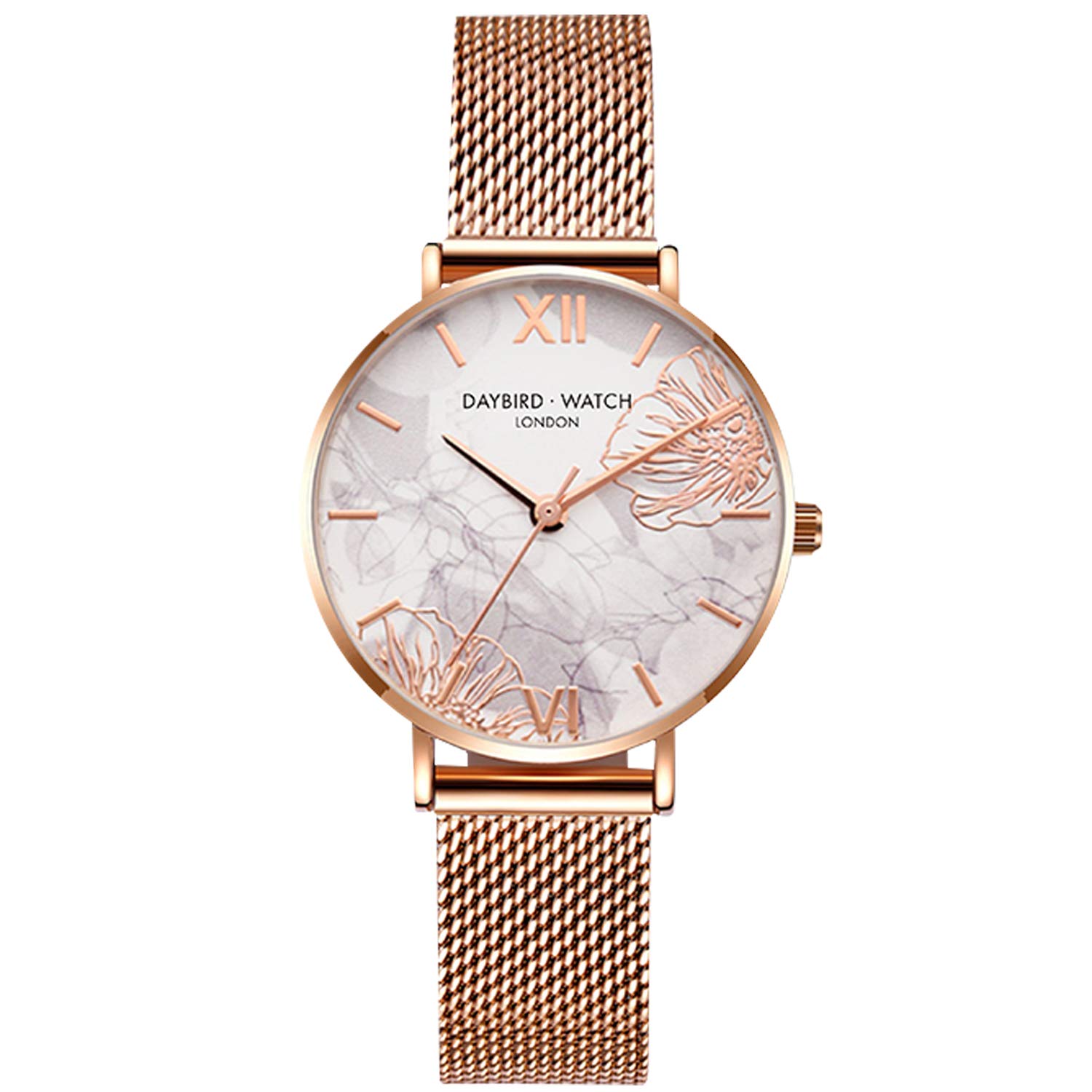 RORIOS Women's Watch - Flower Dial Stainless Steel Mesh for Everyday Elegance