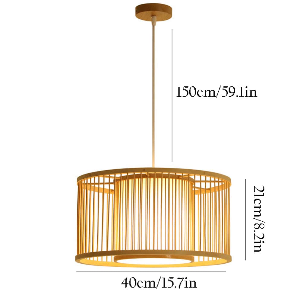 Minimalist Rattan Pendant Light - Adjustable Natural Bamboo Hanging Lamp with E27 Socket for Dining Room, Living Room, Restaurant & Cafe Decor